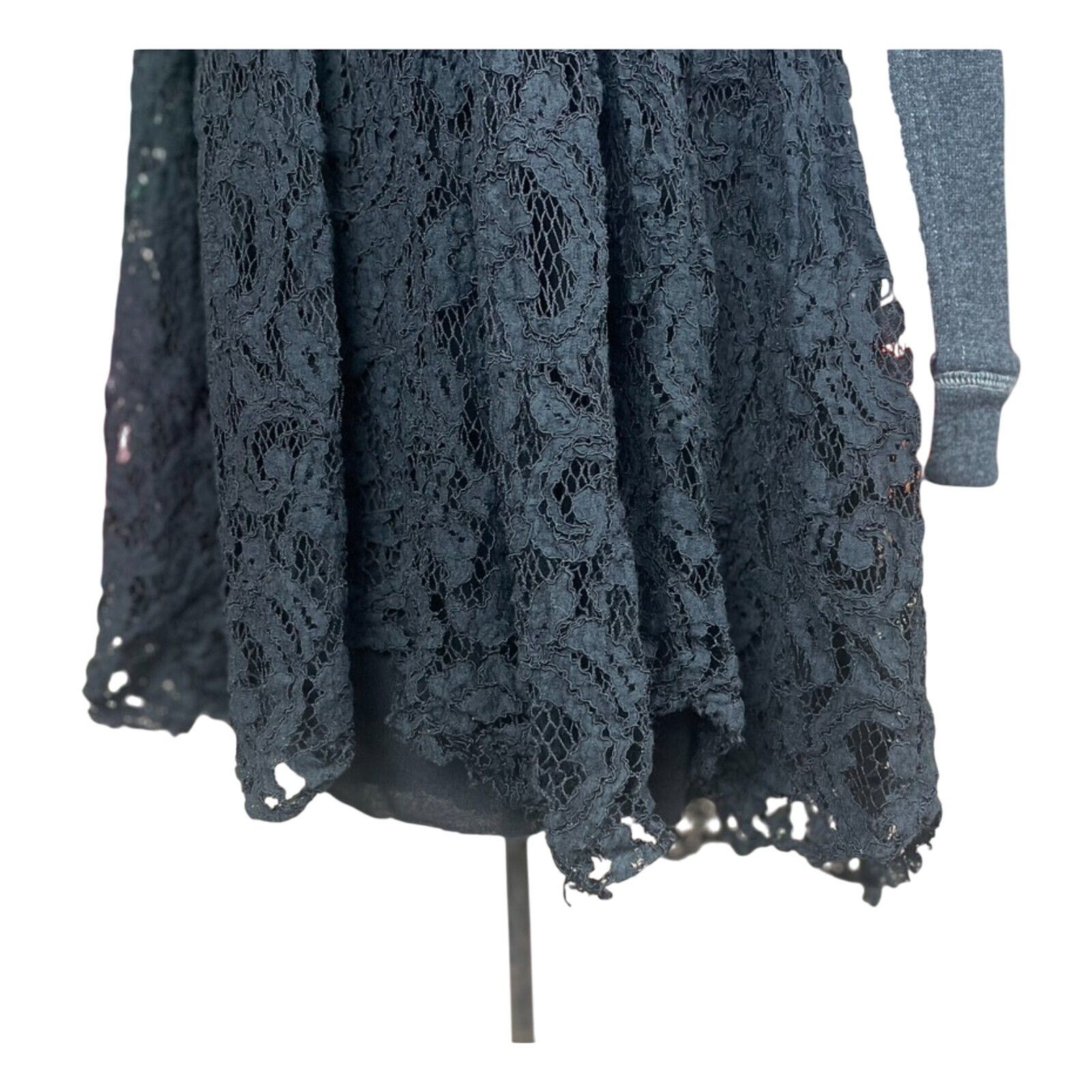 Other KIMCHI Gray Knit Lace Babydoll Dress (S) Mini Coquette Y2K Size S / US 4 / IT 40 - 5 Thumbnail