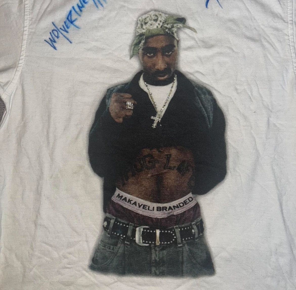 Makaveli × Vintage Vintage Tupac Makaveli Brand 2Pac Rhinestone Rap T-Shirt Y2K Size US M / EU 48-50 / 2 - 2 Thumbnail
