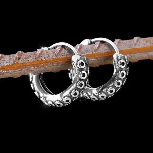 Sterling Silver Men's ring earrings with octopus tentacles Size ONE SIZE - 2 Thumbnail