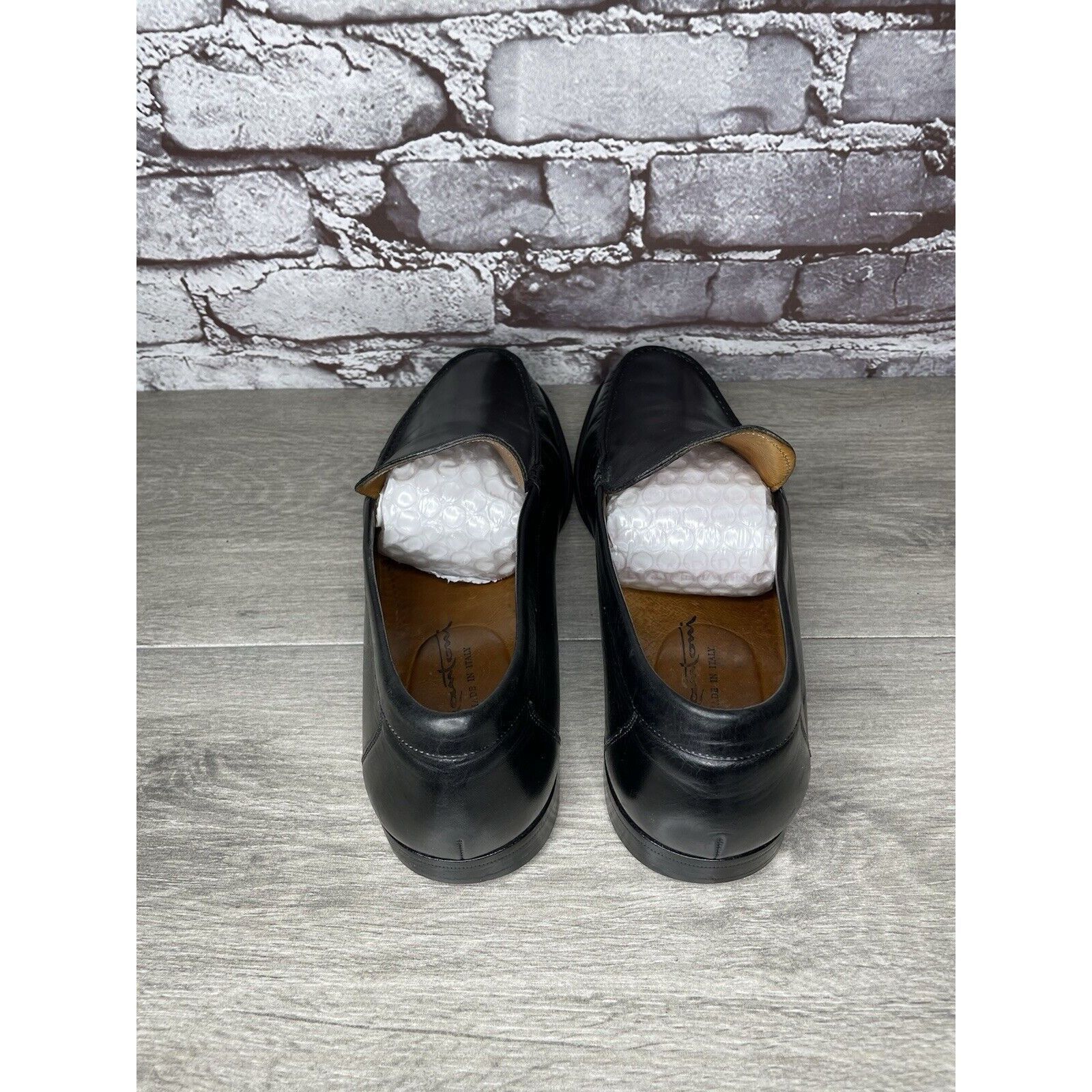 Santoni Santoni Black Leather Moc Toe Slip On Dress Loafers Shoes Me Size US 9.5 / EU 42-43 - 7 Thumbnail