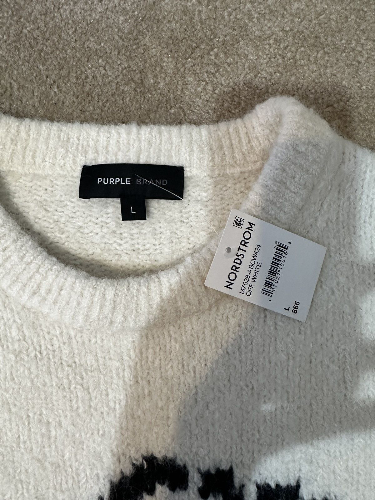 Purple $500 Purple Intarsia Knit Wool Sweater Size US L / EU 52-54 / 3 - 4 Thumbnail
