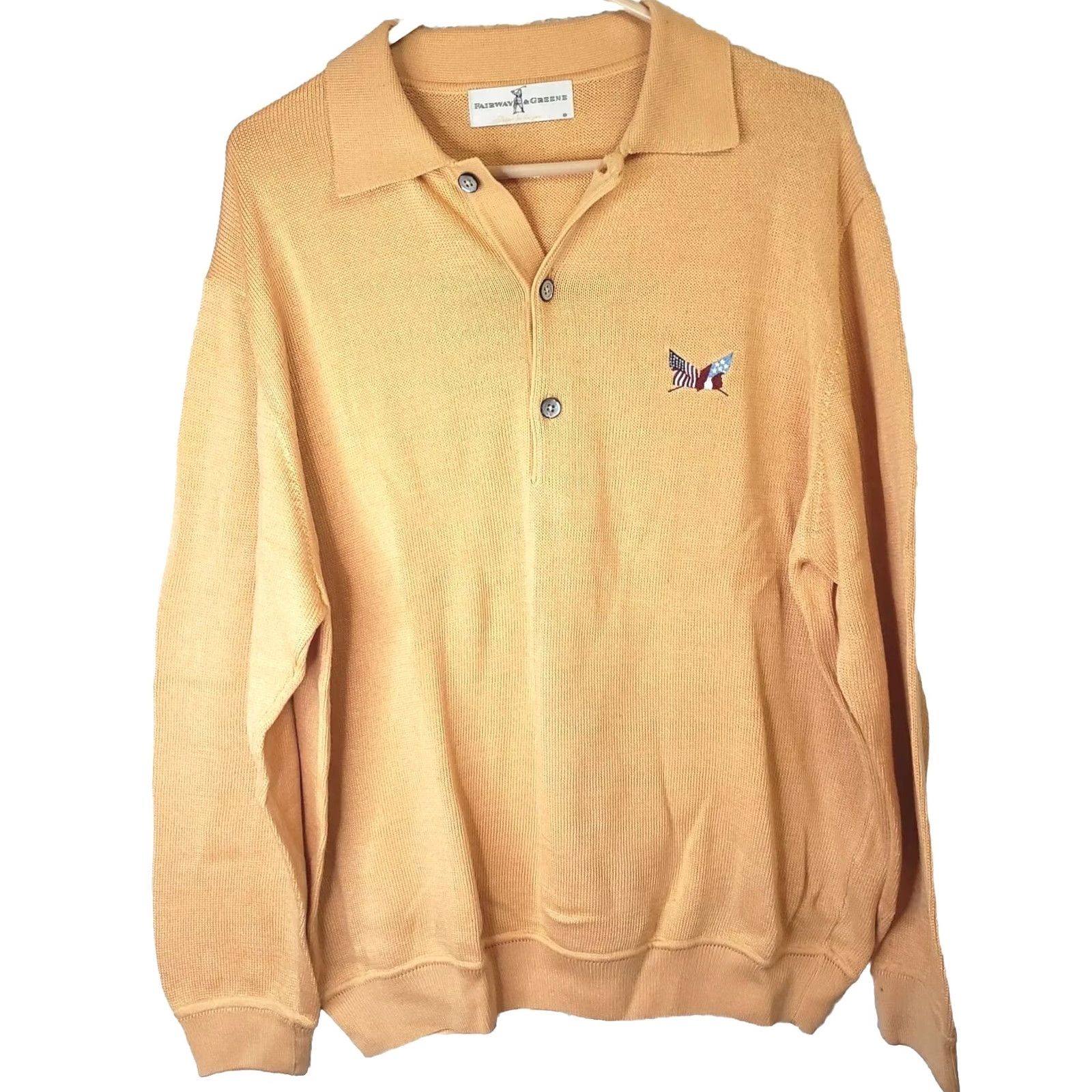 Vintage VINTAGE Fairway & Greene Pima Cotton Sweater Shirt L Men Yellow Collared US Flags Civil War Era Pullover Knit Lightweight Regular Ed. Size US L / EU 52-54 / 3 - 2 Thumbnail