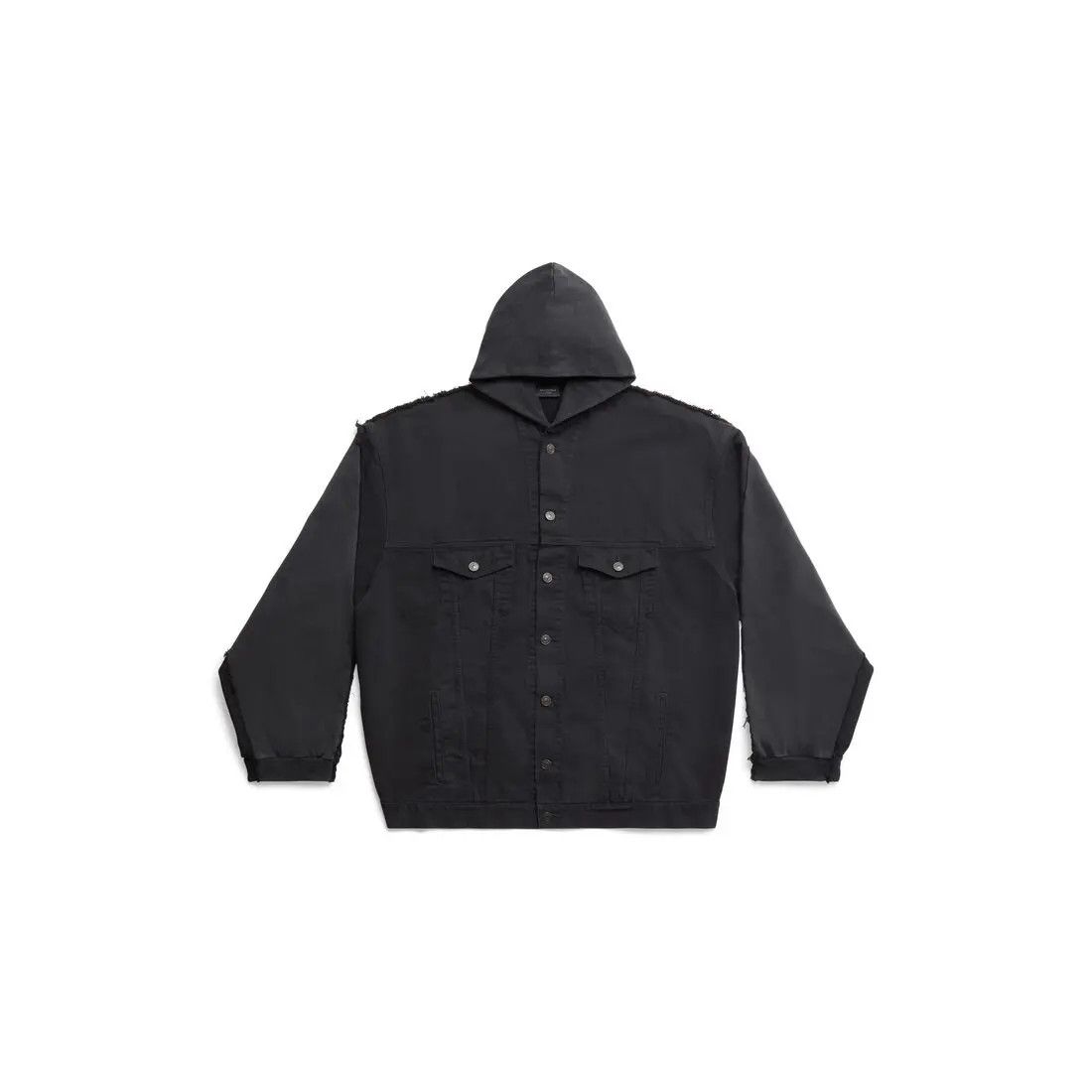 Balenciaga o1w1db10425 Paris Hybrid Hooded Jacket in Black Size US XXL / EU 58 / 5 - 1 Thumbnail
