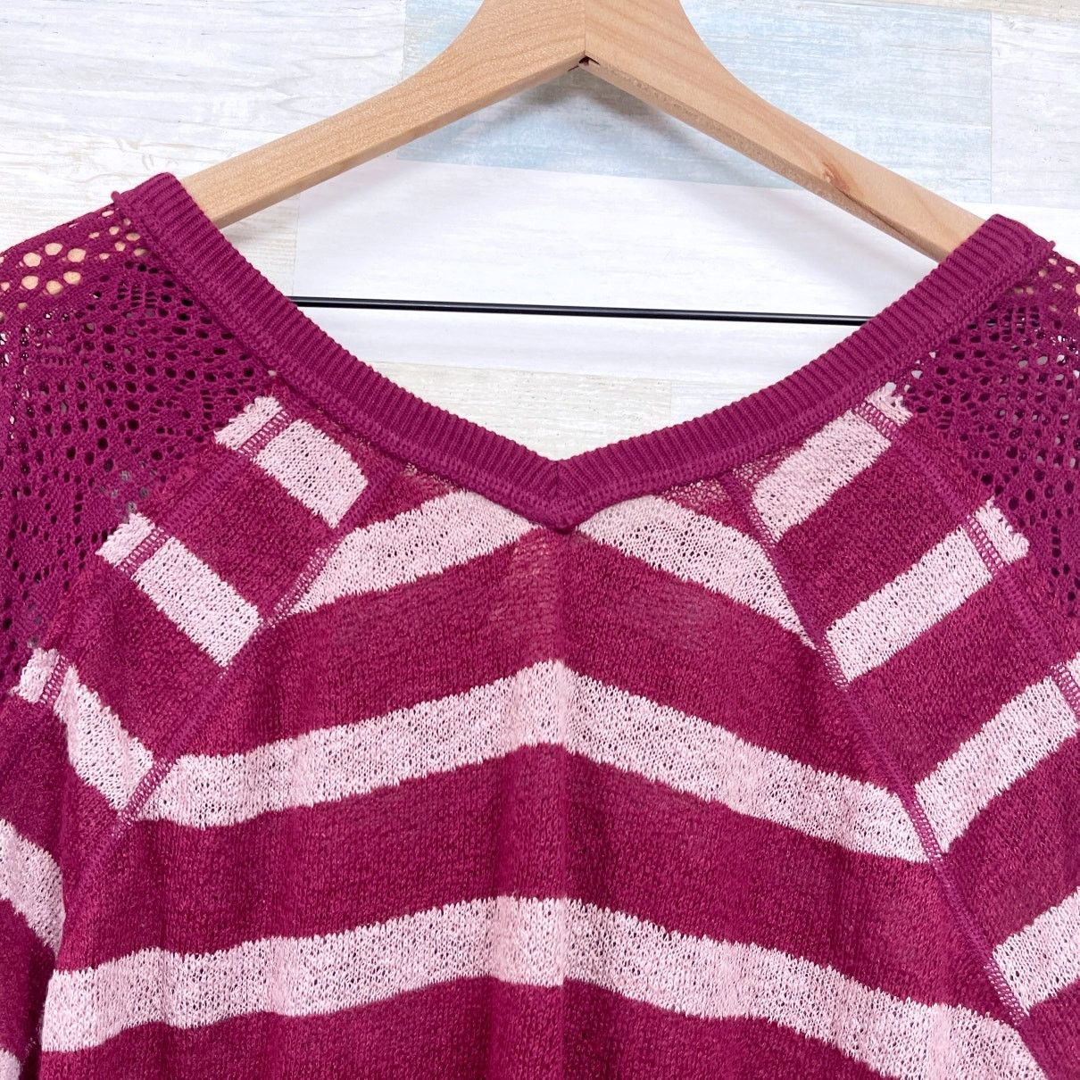 Free People We The Free People Striped Crochet Loose Knit Top Red Women Size S / US 4 / IT 40 - 5 Thumbnail