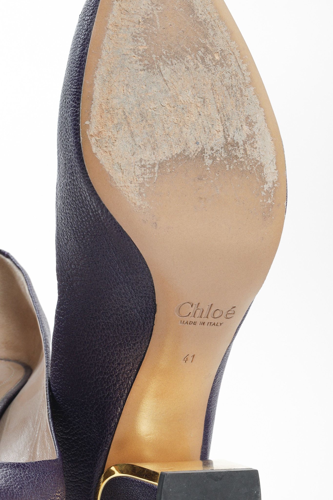 Chloe Chloe Purple Leather Curved Metal Pumps Size US 10.5 / IT 40.5 - 5 Thumbnail