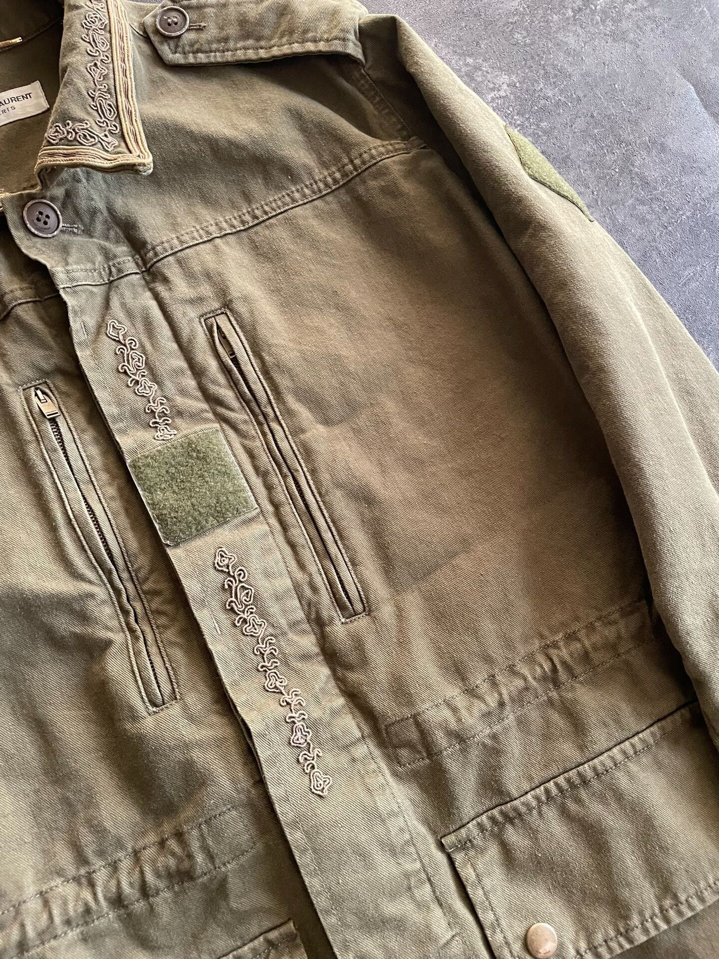 Saint Laurent Paris Saint Laurent Military Green Embroidered Jacket. Size US M / EU 48-50 / 2 - 3 Thumbnail