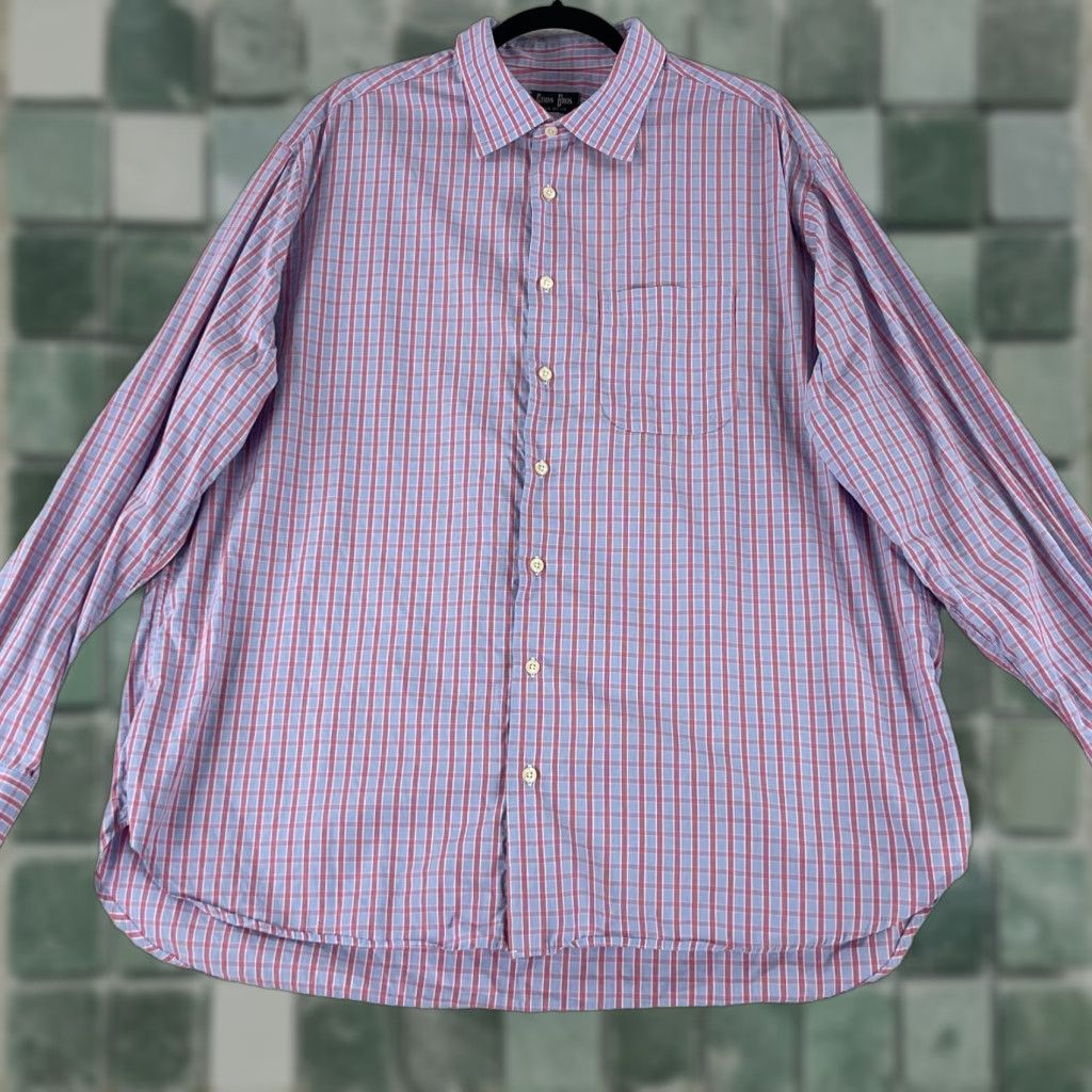 Vintage VINTAGE Gitman Bros. Button-Up Dress Shirt Mens XXL Blue Plaid Long Sleeve USA Size 48R - 1 Thumbnail