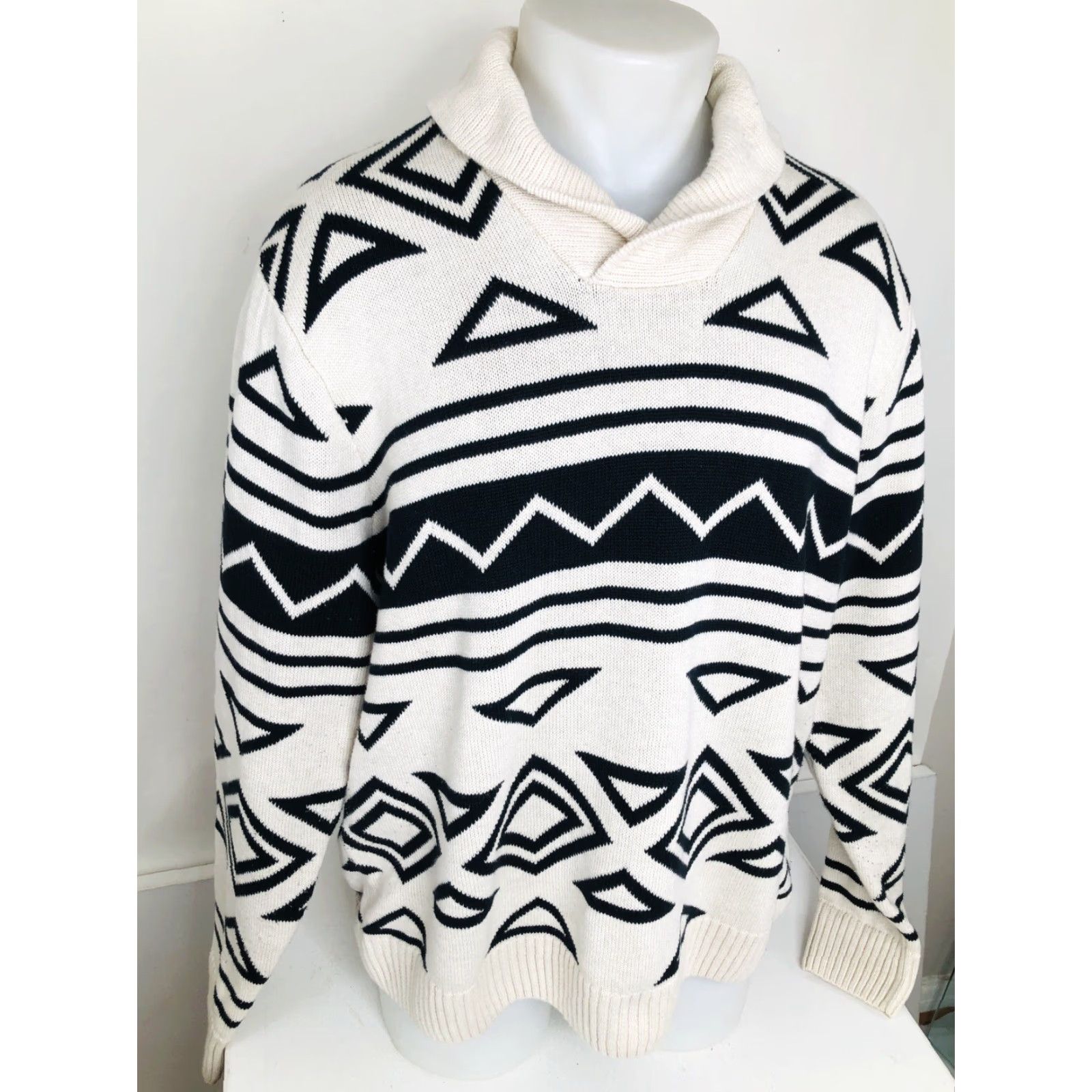 Chaps Chaps Mens XL Shawl Geometric Sweater Size US XL / EU 56 / 4 - 3 Thumbnail