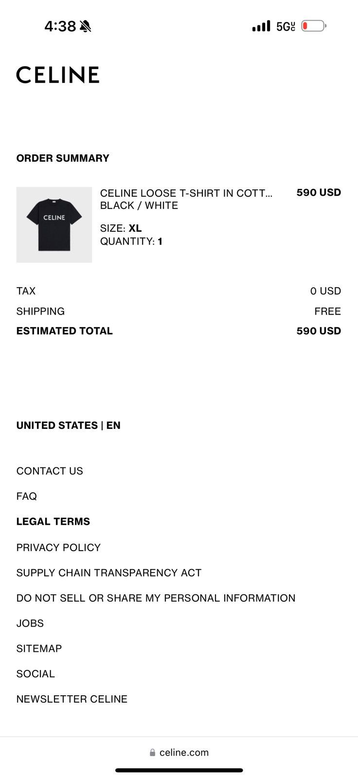 Celine CELINE LOOSE T-SHIRT Size US XL / EU 56 / 4 - 9 Thumbnail