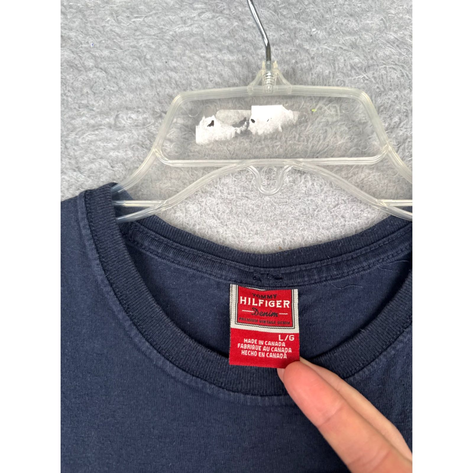 Tommy Hilfiger Tommy Hilfiger Denim Shirt Adult Large Blue Crew 100% Cotton Short Sleeve READ Size US L / EU 52-54 / 3 - 7 Thumbnail