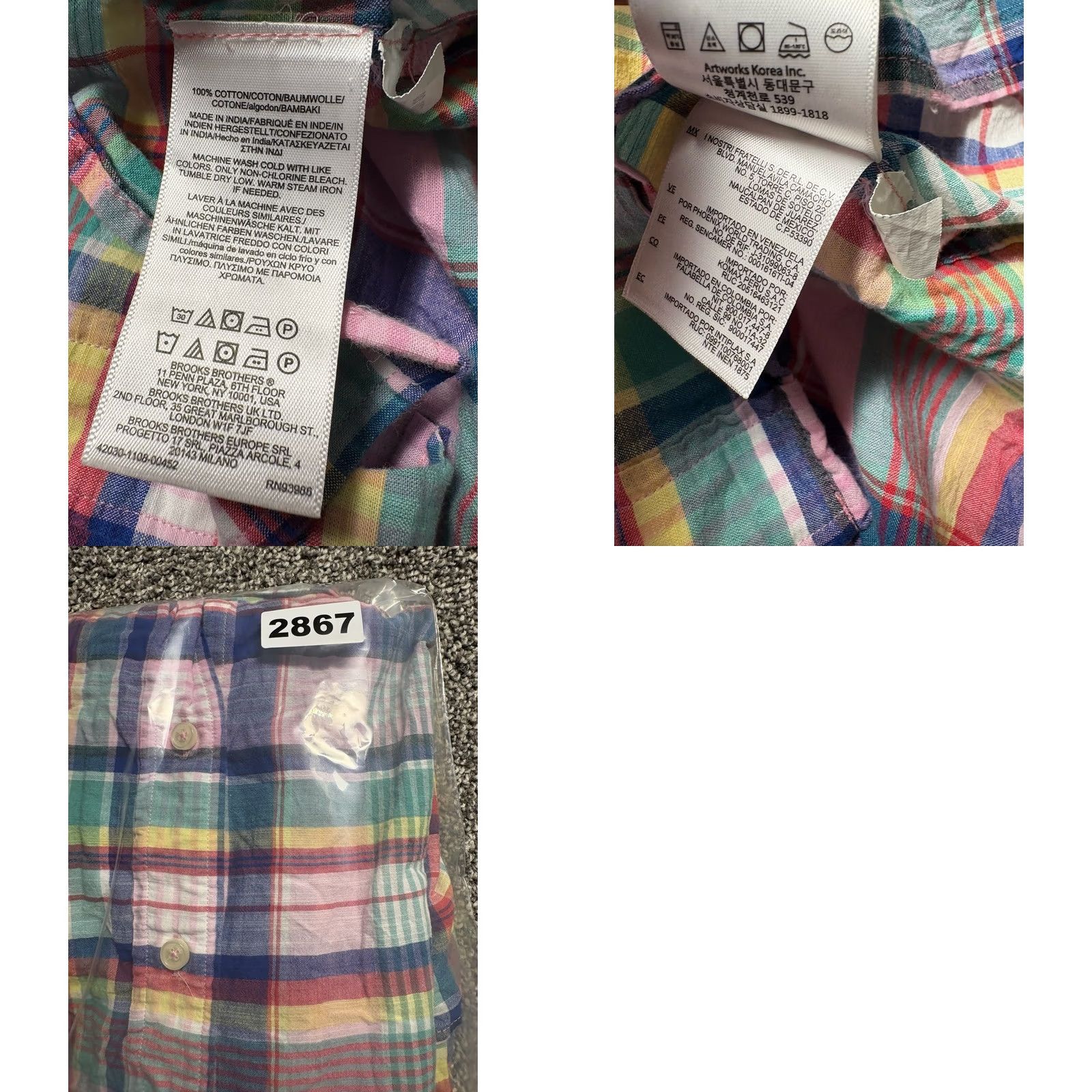 Brooks Brothers Brooks Brothers Pink Plaid Button Short Sleeve Lightweight Shirt Mens 2XLT Tall Size US XXL / EU 58 / 5 - 8 Thumbnail