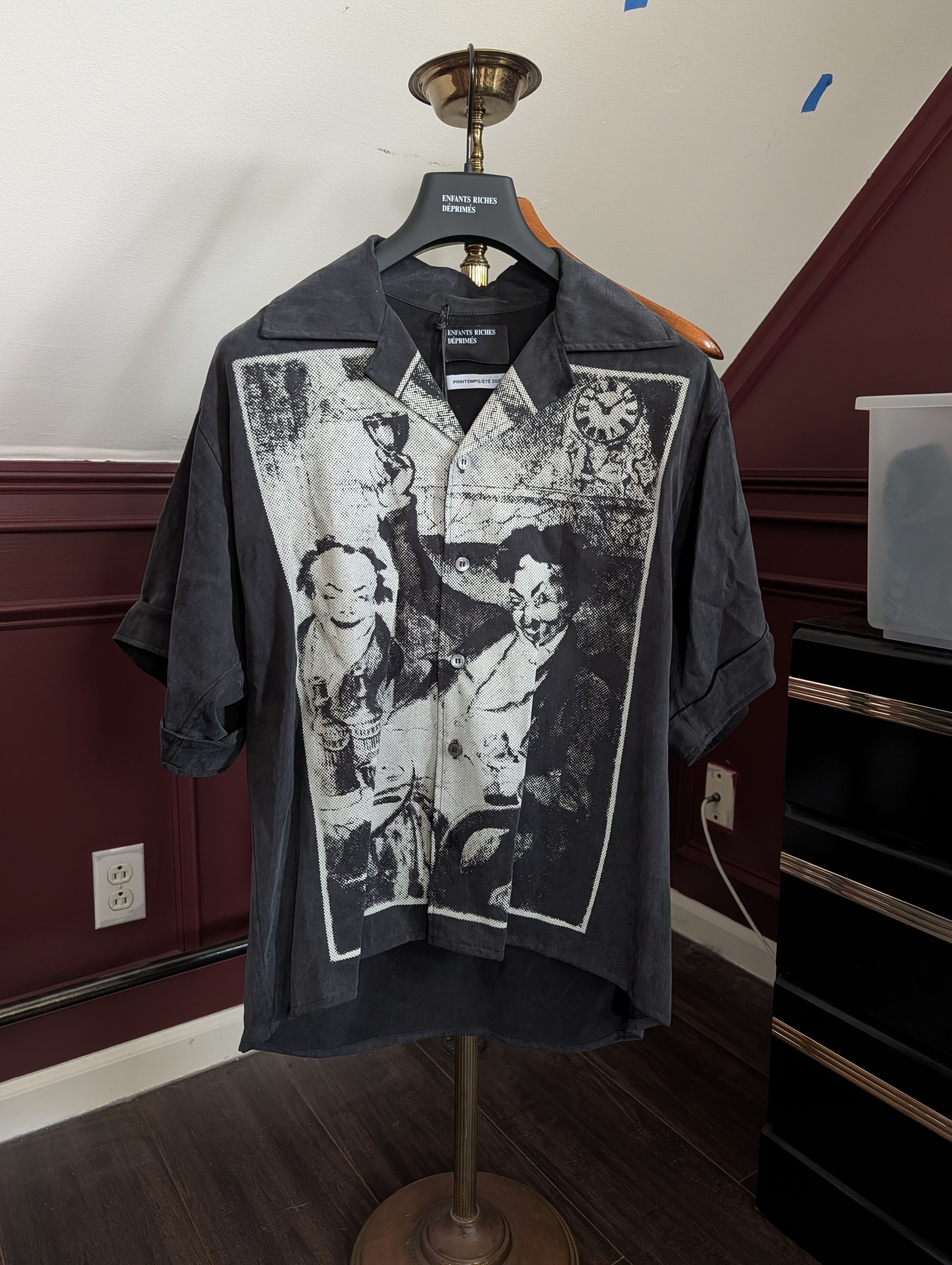 Enfants Riches Deprimes RARE Night/Mourning black tencel heavy camp collar shirt Size US S / EU 44-46 / 1 - 1 Thumbnail
