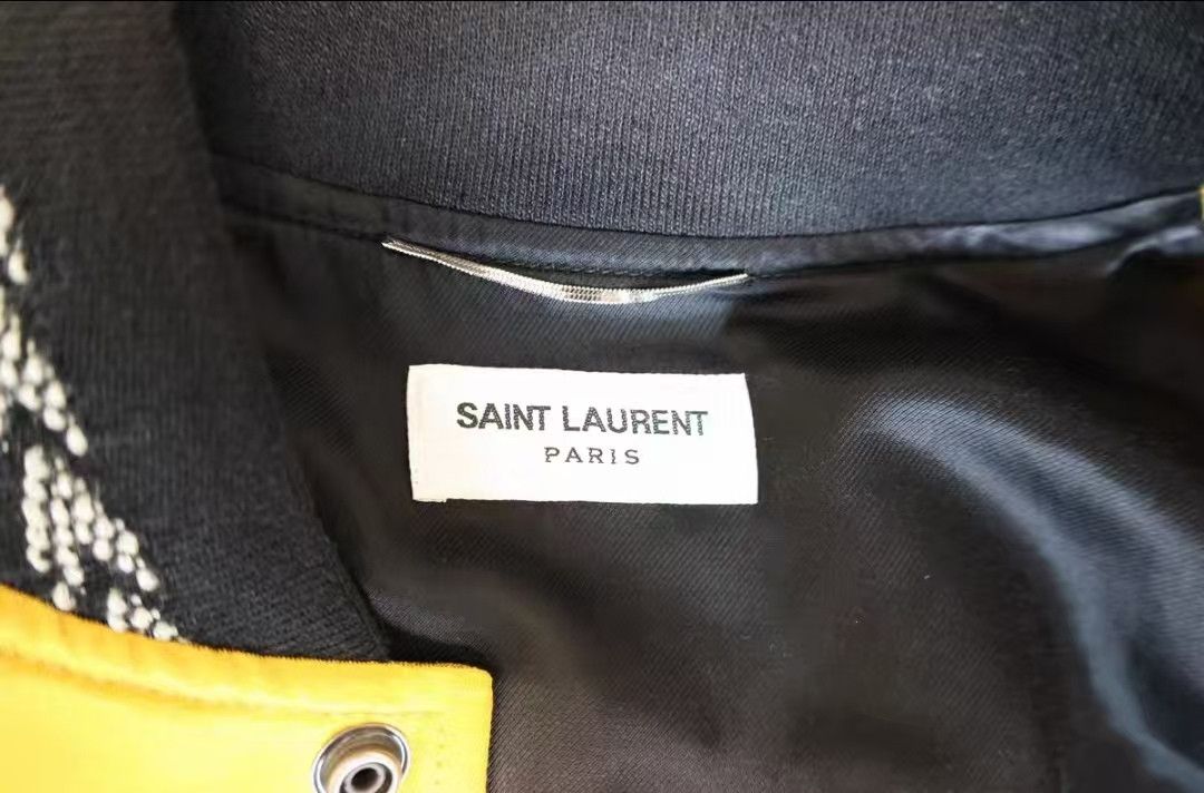 Saint Laurent Paris Saint Laurent Paris Yellow arrow patchwork baseball jacket Size US M / EU 48-50 / 2 - 5 Thumbnail