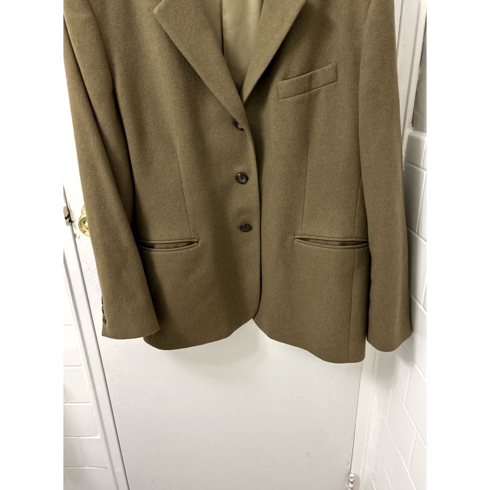 Vintage VINTAGE L.L. Bean Blazer Jacket Womens 20P Brown Wool Cashmere Made In USA Blazer Equestrian Wool/Nylon? Size 3XL / US 20-22 - 3 Thumbnail