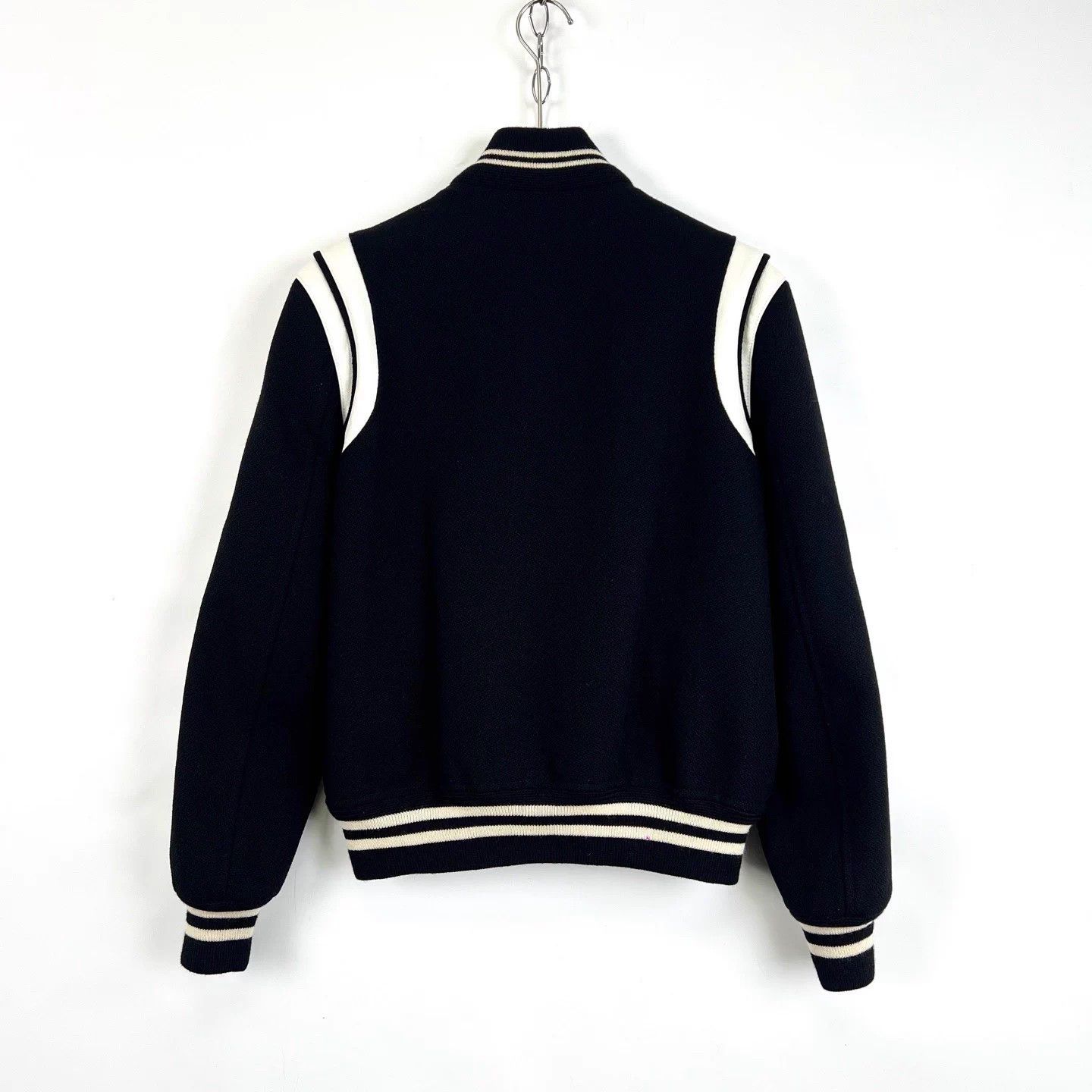 Saint Laurent Paris SAINT LAURENT Black Leather Trim Striped Bomber Jacket 46 Size US S / EU 44-46 / 1 - 2 Thumbnail