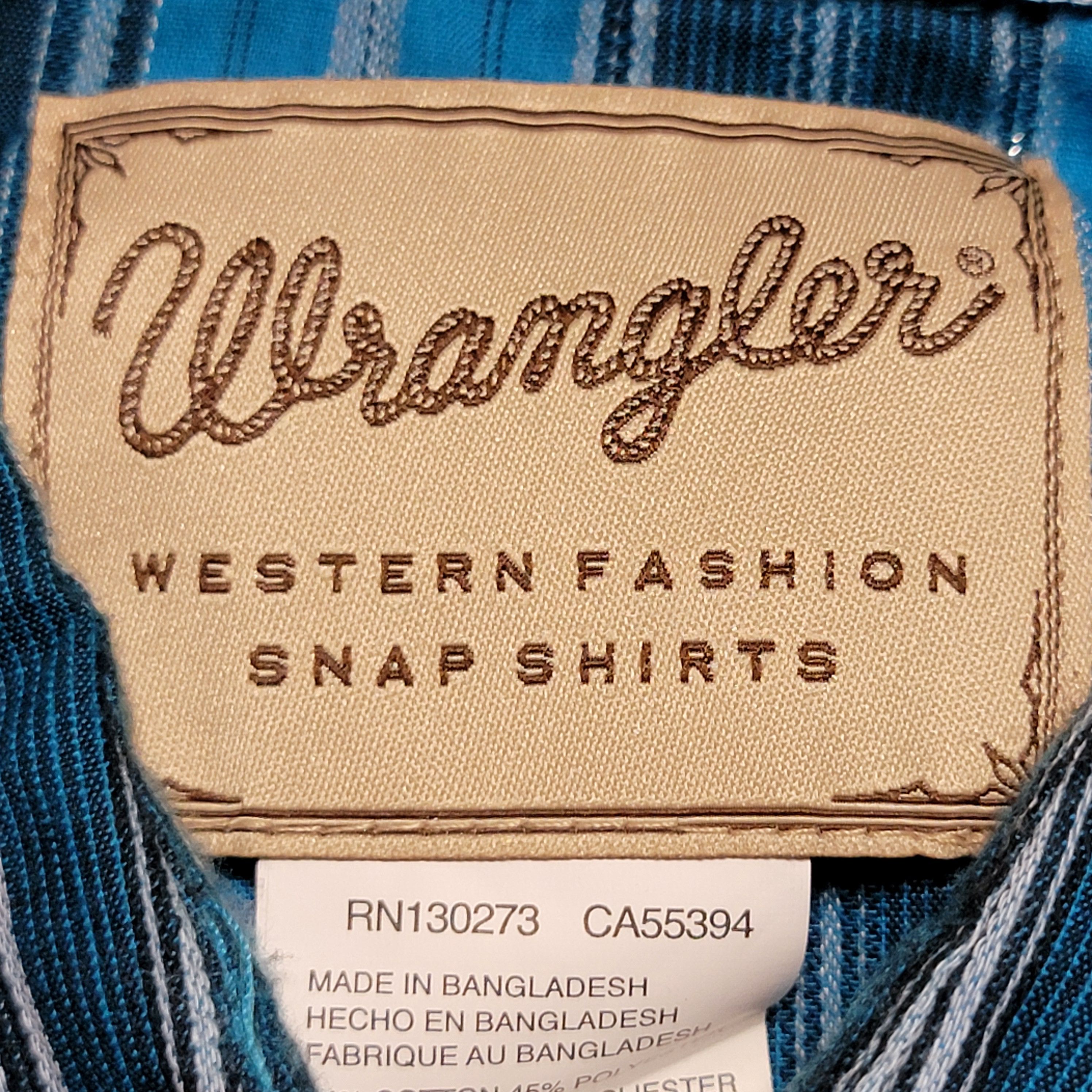 Wrangler Wrangler Western LS Pearl Snap Blue Stripe Shirt - Size XL Size US XL / EU 56 / 4 - 6 Thumbnail