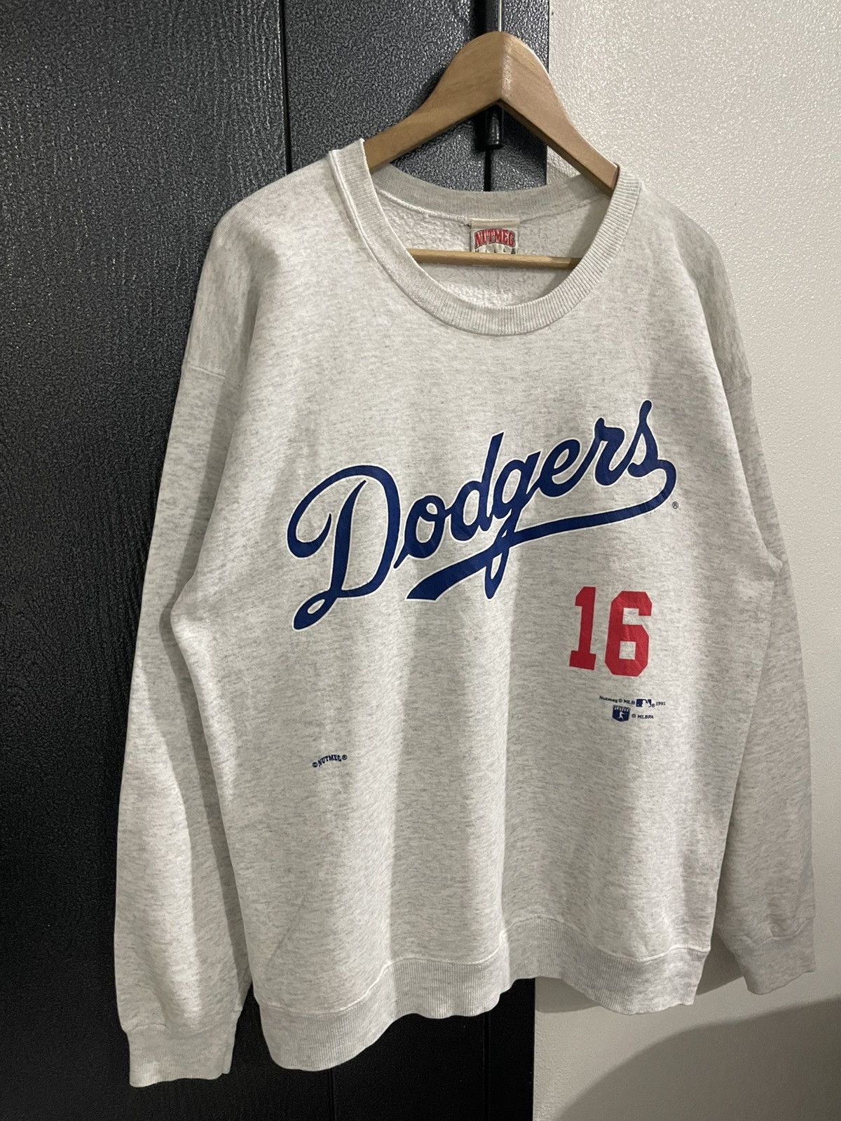 NBA Vintage 90s Dodgers Nutmeg Mills Nomo 16 MLB Sweatshirt Size US L / EU 52-54 / 3 - 4 Thumbnail