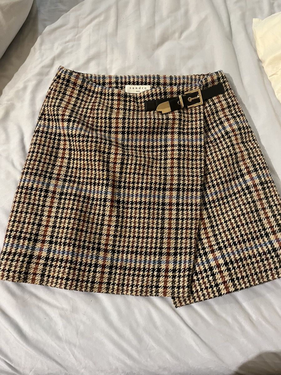 Sandro Tweed checkered skirt Size 25" / US 0 / IT 36 - 1 Thumbnail