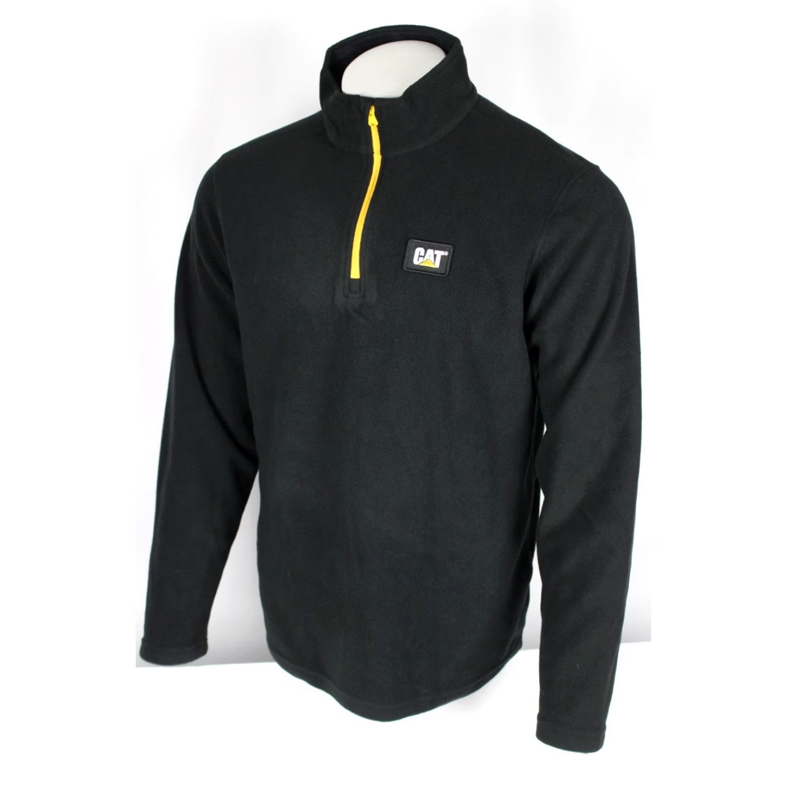 Vintage CAT Caterpillar Men's Fleece Jacket 1/4 Zip Microfleece M Black Yellow 1030010 Size US M / EU 48-50 / 2 - 4 Thumbnail