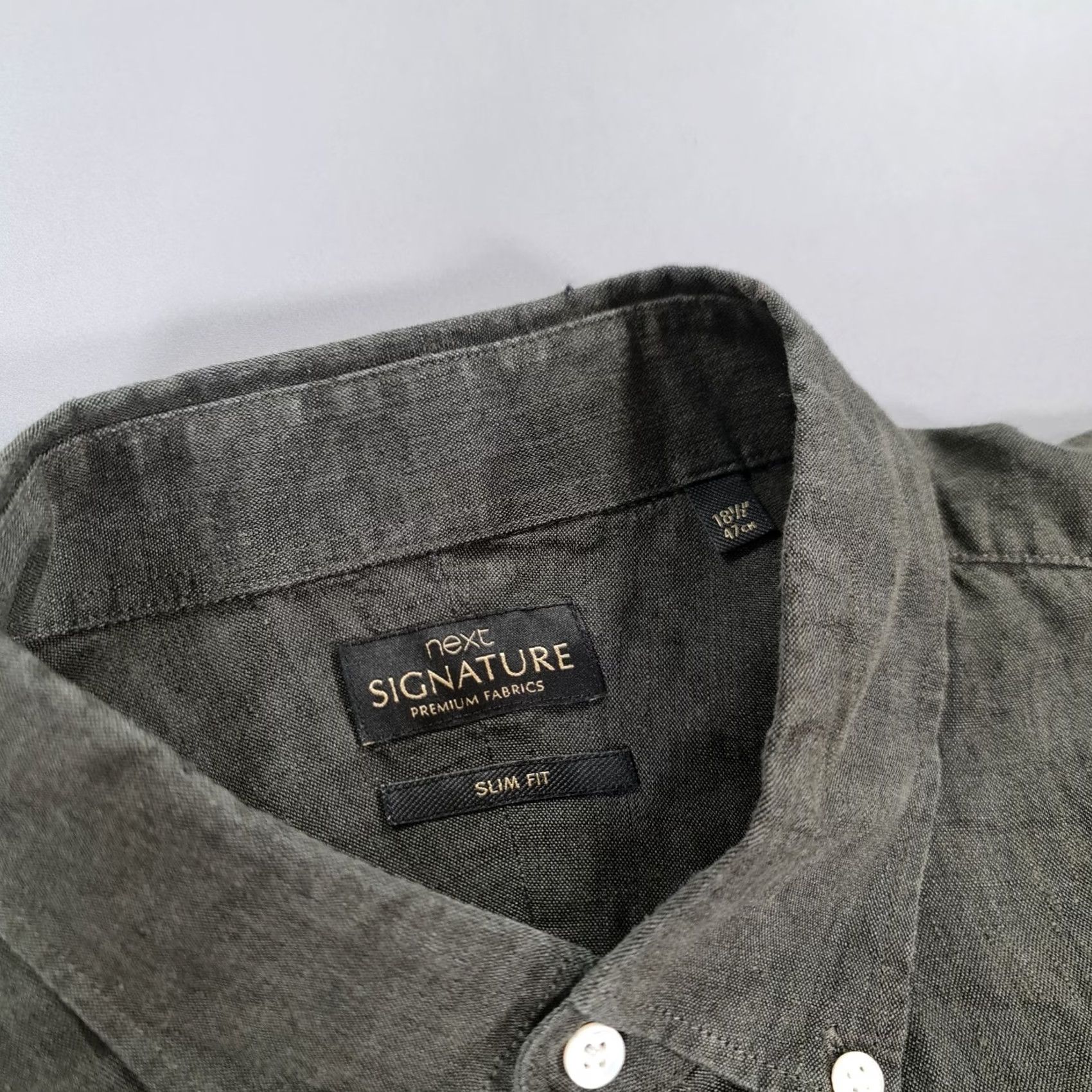 NEXT NEXT Slim Fit Shirt Green 2XL 100% Linen Button-Up Collared Long Sleeve Men’s Vintage: No Essence City Holiday Modern Breathable Lightweight Seasonal Size US XXL / EU 58 / 5 - 3 Thumbnail