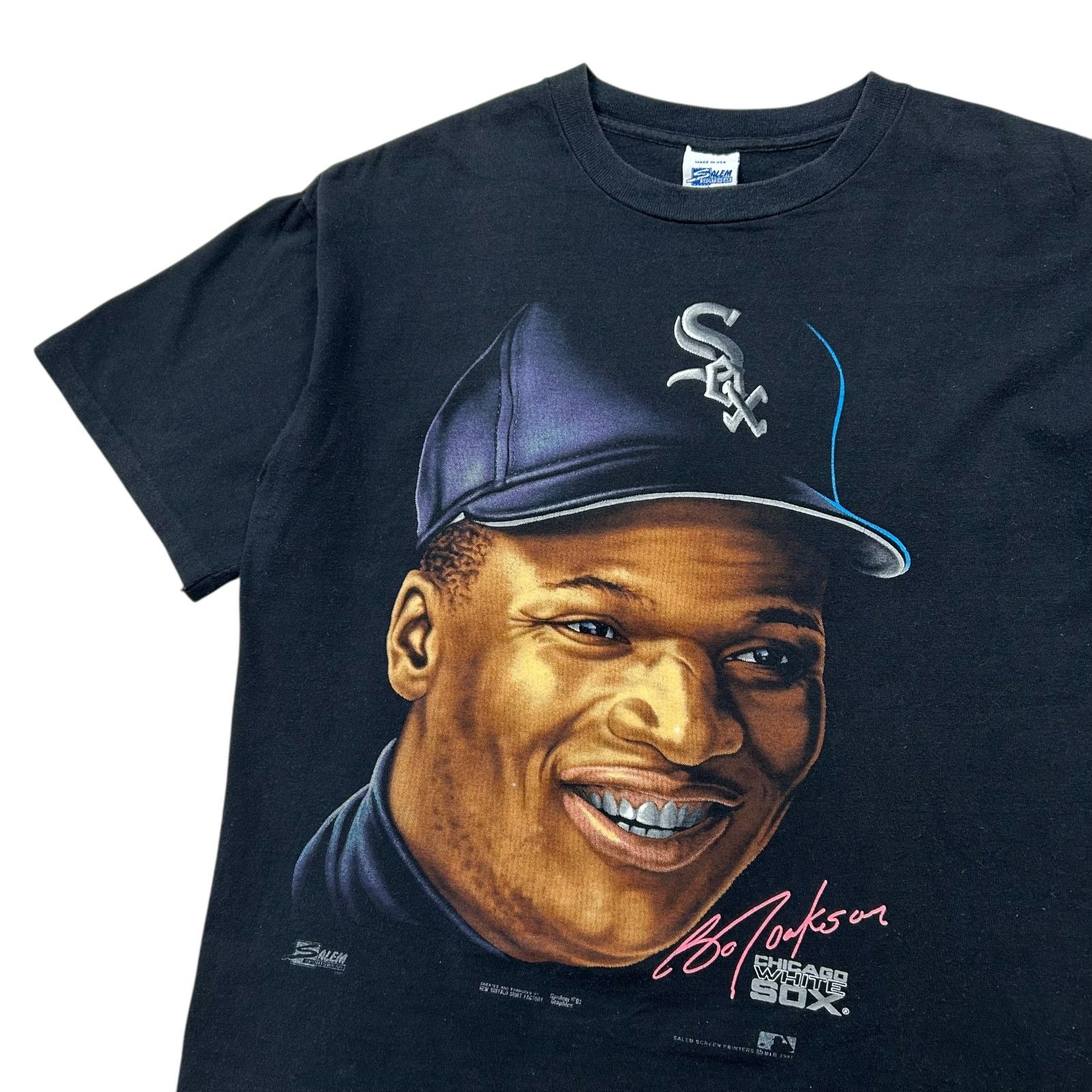 Salem Sportswear VTG 90s MLB BO JACKSON CHICAGO WHITE SOX CARICATURE T-SHIRT Size US L / EU 52-54 / 3 - 2 Thumbnail