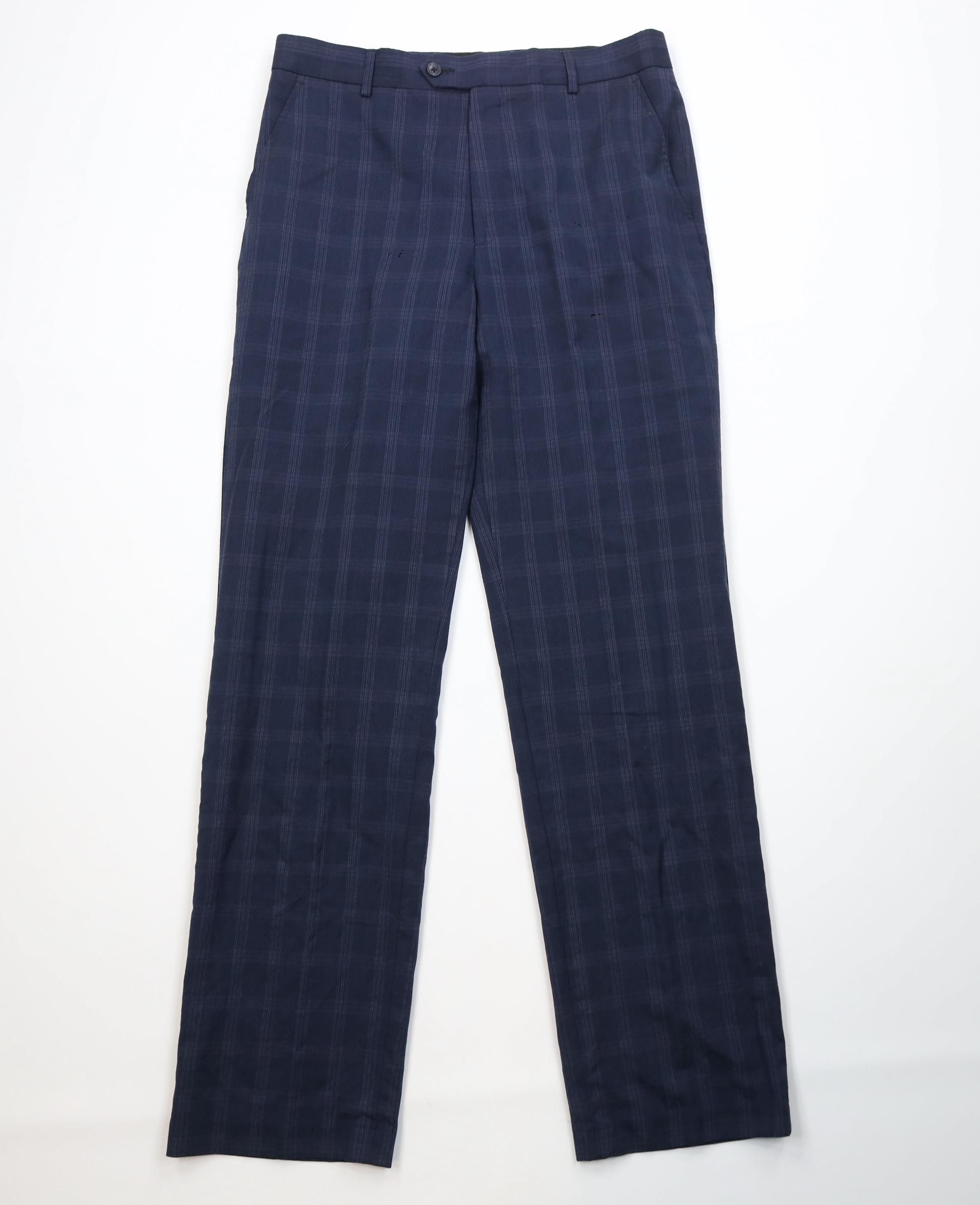 Vintage Vintage Streetwear Wool Knit Wide Leg Chino Pants Blue Plaid Size US 34 / EU 50 - 1 Thumbnail