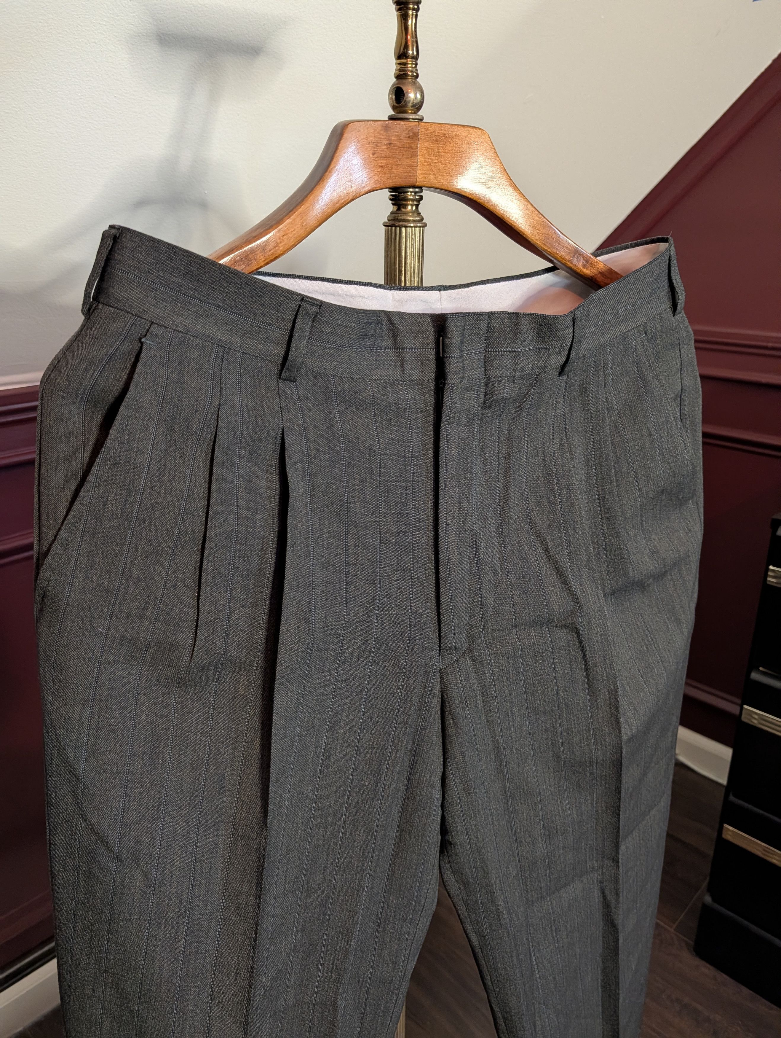 Other DORMEL ITALY gray striped wool tailored dress trousers Size US 33 - 2 Thumbnail