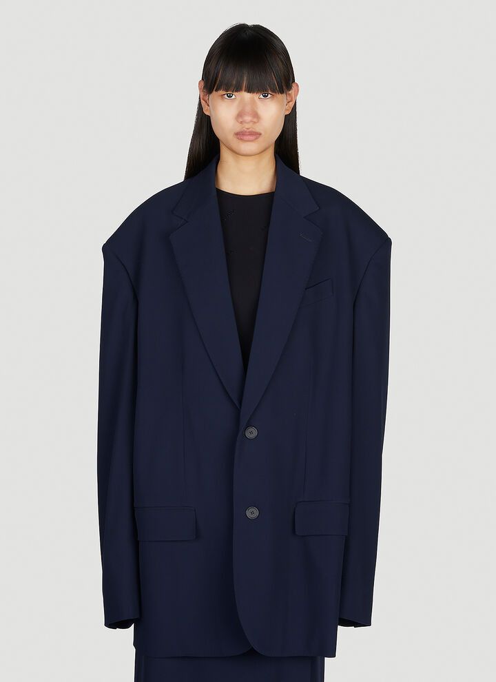 Balenciaga o1in1g1024 Oversized Jacket in Navy Blue Size M / US 6-8 / IT 42-44 - 2 Thumbnail