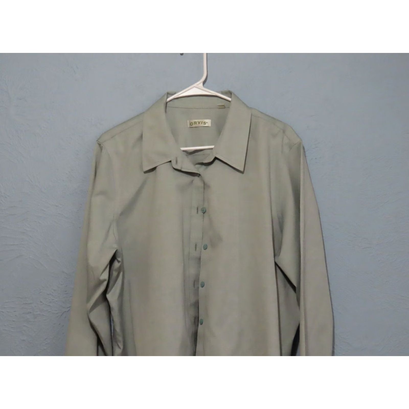 Orvis Orvis Women's Button-Up Shirt Gray 20 Long Sleeve Collared 100% Cotton Plus Size Regular Fit Blouse Size 3XL / US 20-22 - 3 Thumbnail