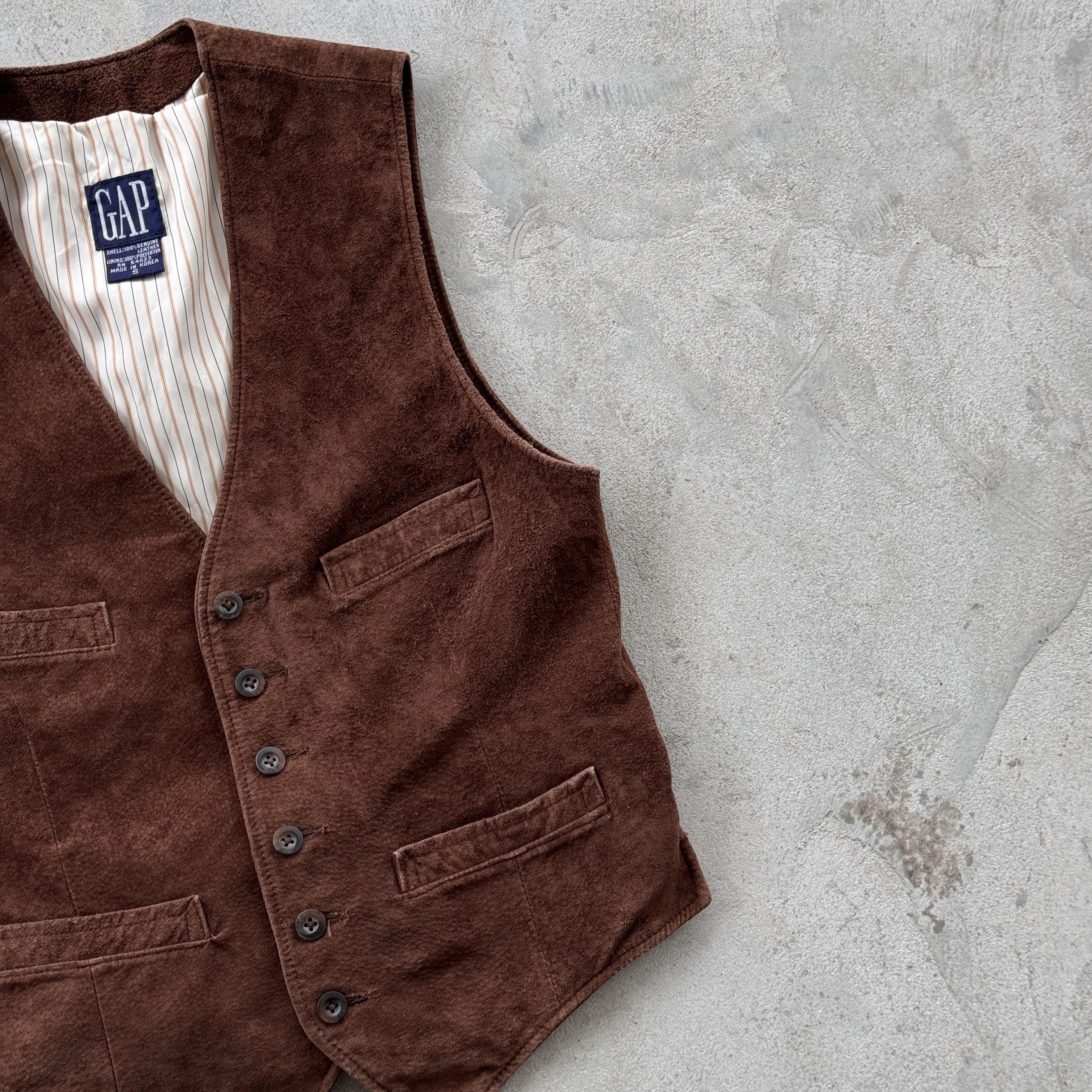 Gap Vintage GAP Genuine Suede Leather Vest Brown Gilet Y2K Size US S / EU 44-46 / 1 - 3 Thumbnail
