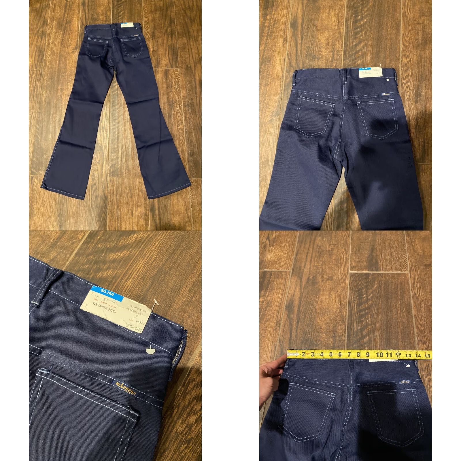 Vintage VINTAGE MR LEGGS HIPPY JEANS 27x30 70s BELLBOTTOM CUT NWT Blue Denim Adults Mens Womens 18? Size US 27 - 8 Thumbnail