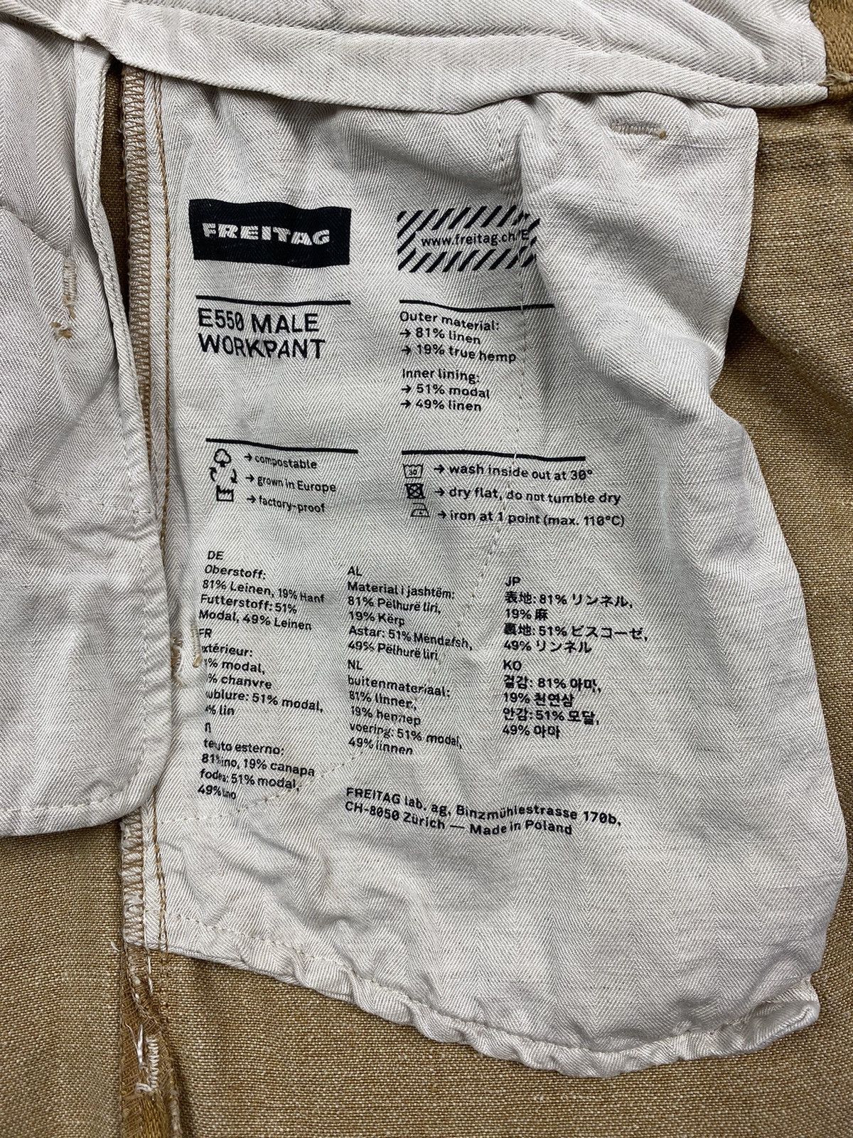 Freitag Freitag E550-33 Male Ochre Linen Work Pants Size US 30 / EU 46 - 10 Thumbnail