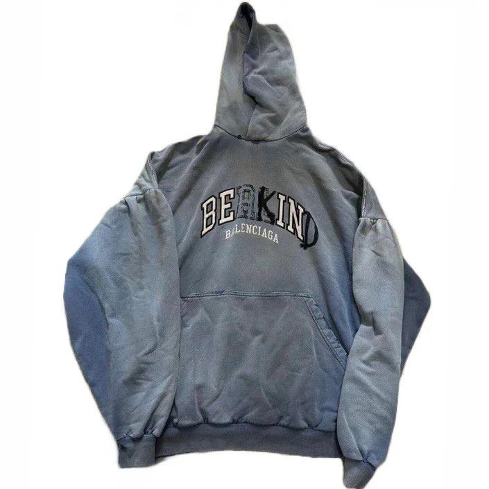 Balenciaga o1la1rc1a1224 Be Kind Round Hoodie in Blue/White Size US S / EU 44-46 / 1 - 1 Thumbnail