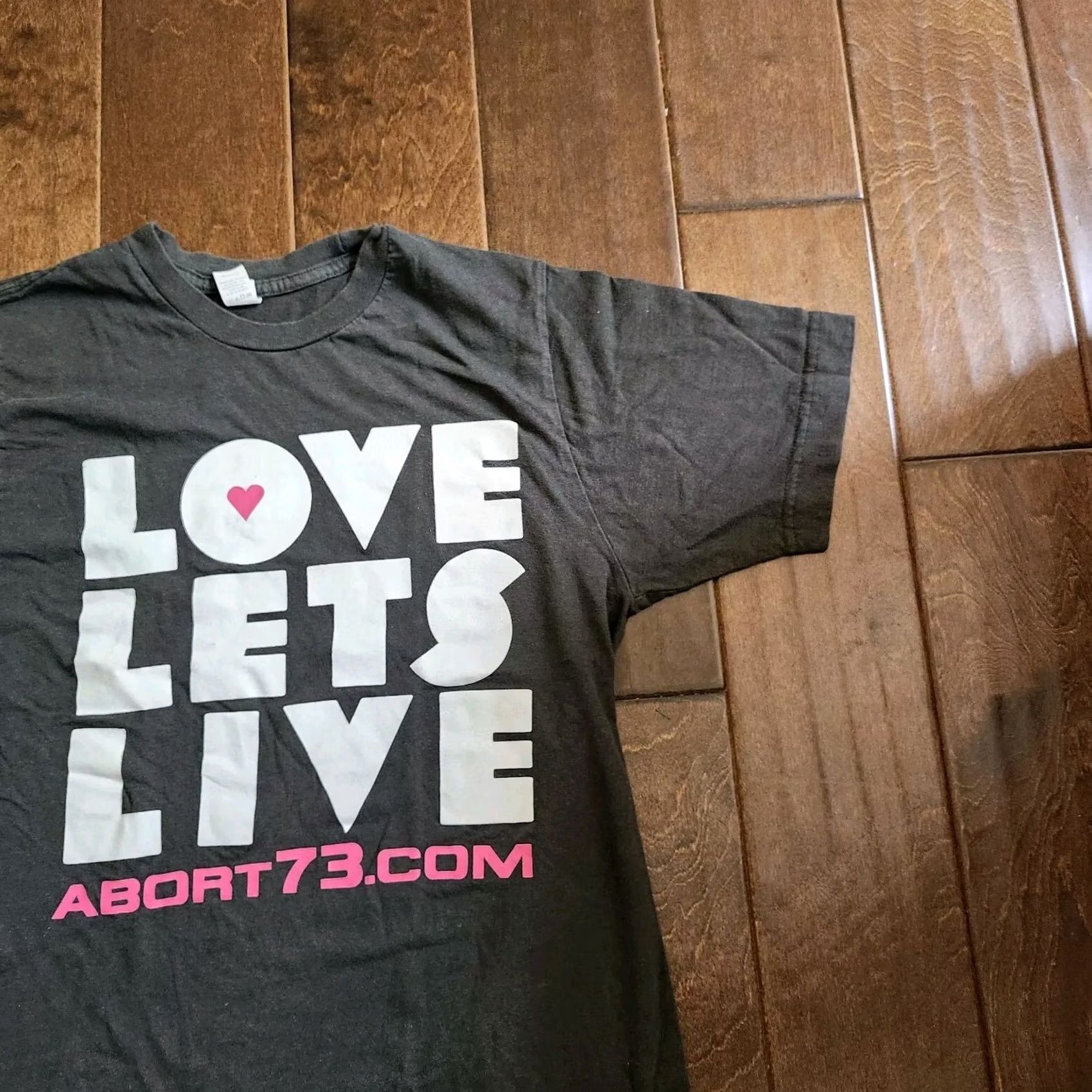 Vintage Abort73.com Women's T-Shirt - Love Let's Live Pro-Life Crew Neck Short Sleeve Black 100% Cotton Small Size S / US 4 / IT 40 - 5 Thumbnail