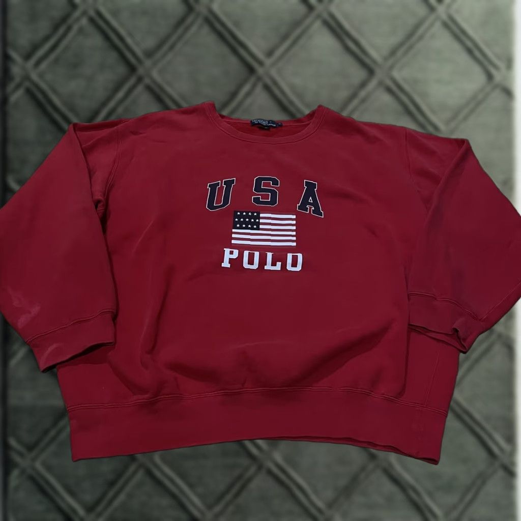 Vintage VTG Ralph Lauren Polo Sport Flag Sweatshirt Crewneck XL USA Sportsman Shirt Mens Size US XL / EU 56 / 4 - 1 Thumbnail