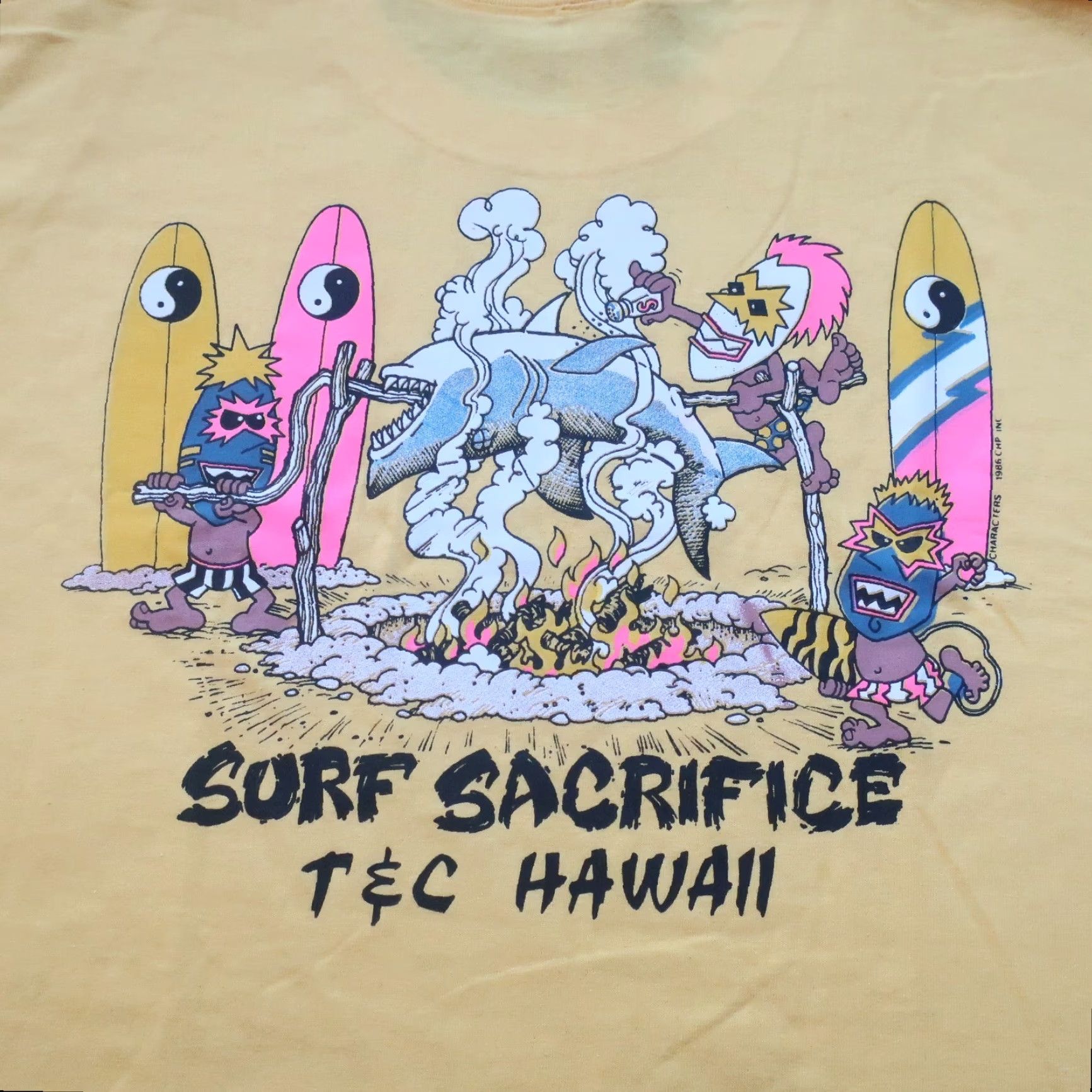 Vintage VINTAGE T&C Surf Shirts Town & Country Tshirt USA Made in USA 80s Men XL Yellow Mens Tshirt 1986 Vintage Size US XL / EU 56 / 4 - 2 Thumbnail