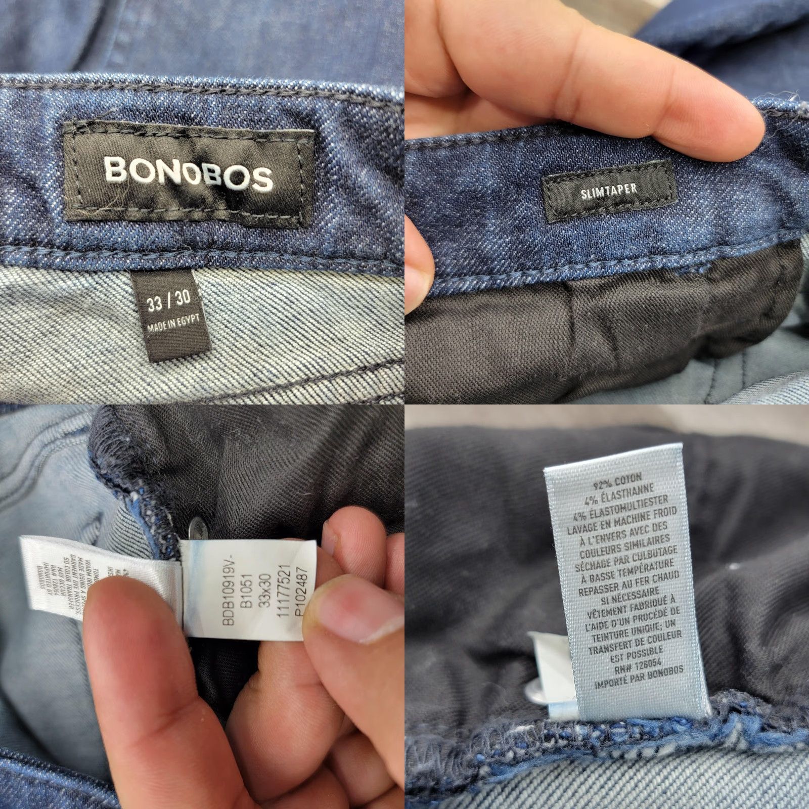 Bonobos Bonobos Slim Taper Jeans Mens 33x30 Blue Slim Tapered Leg Denim Jeans Stretch Dark Wash Size US 33 - 9 Thumbnail