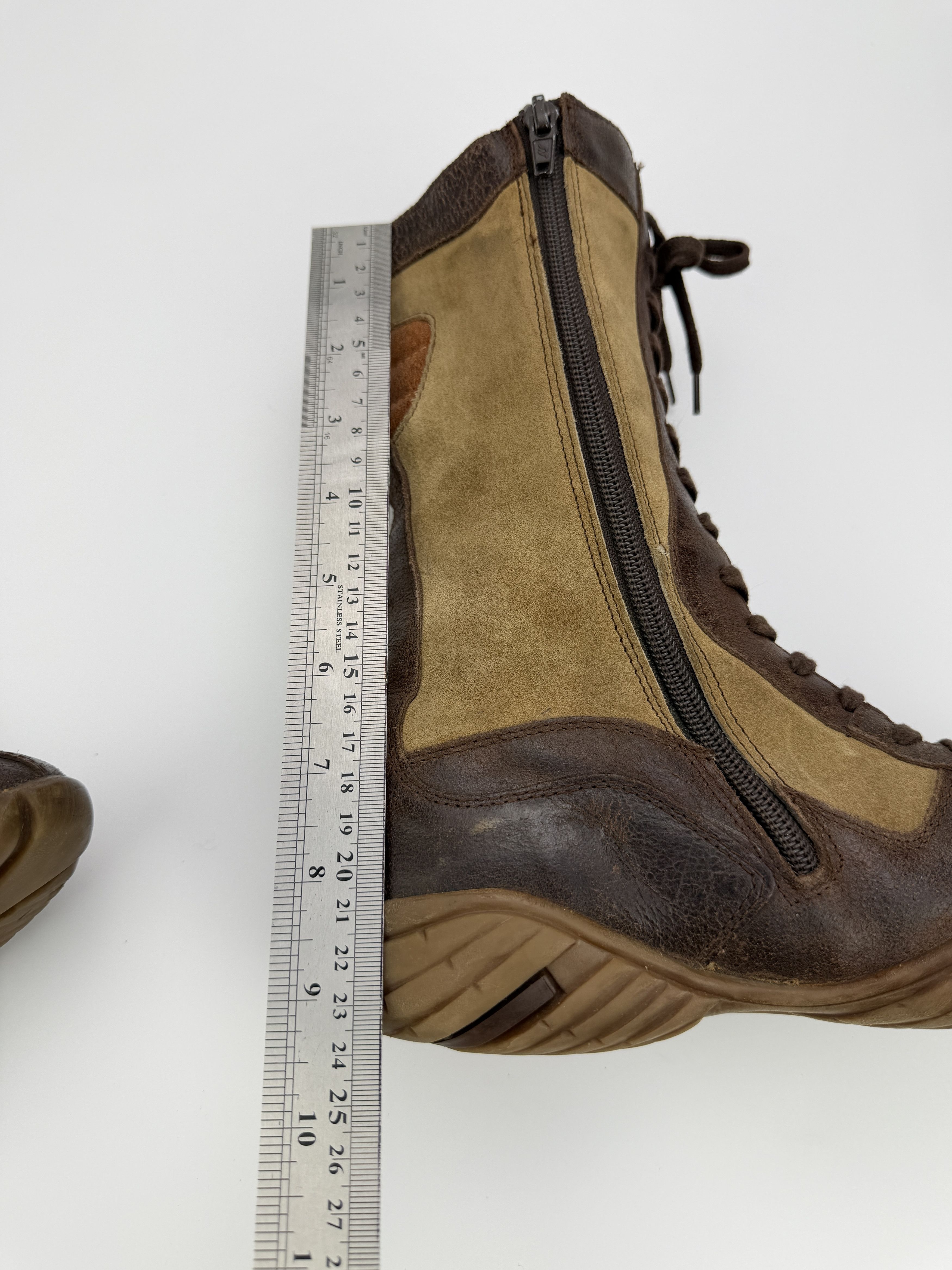 Vintage Vintage Y2K Lace Up Brown Leather Boots Avant Garde Size US 6 / IT 36 - 10 Thumbnail