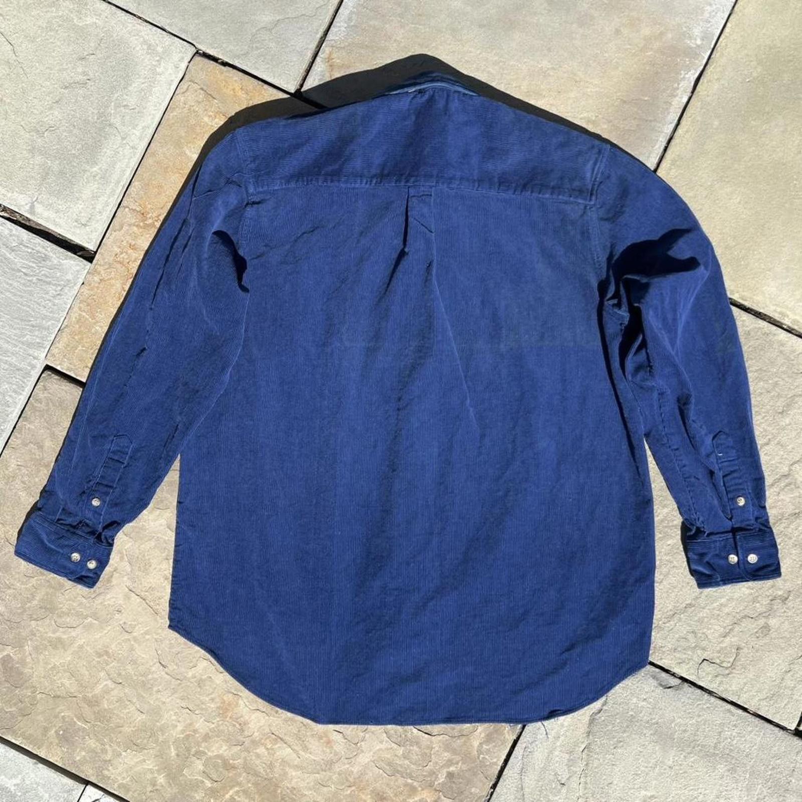 Vintage Deadstock Vintage 90s Royal Blue Corduroy Button Down Shirt Size US L / EU 52-54 / 3 - 5 Thumbnail