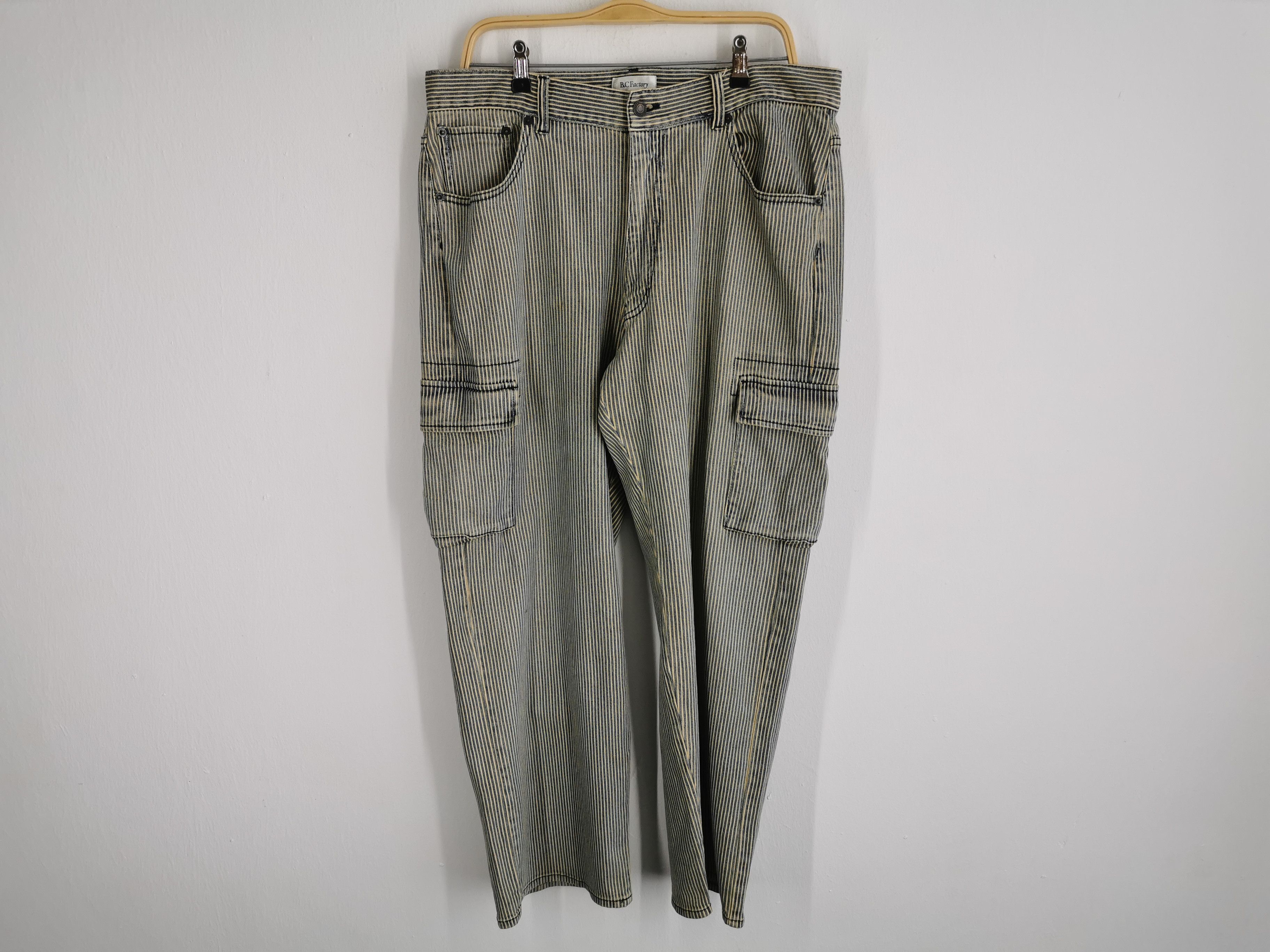 Vintage Vintage 90's BC Factory Hickory Cargo Denim Size 37 Size US 37 - 2 Thumbnail