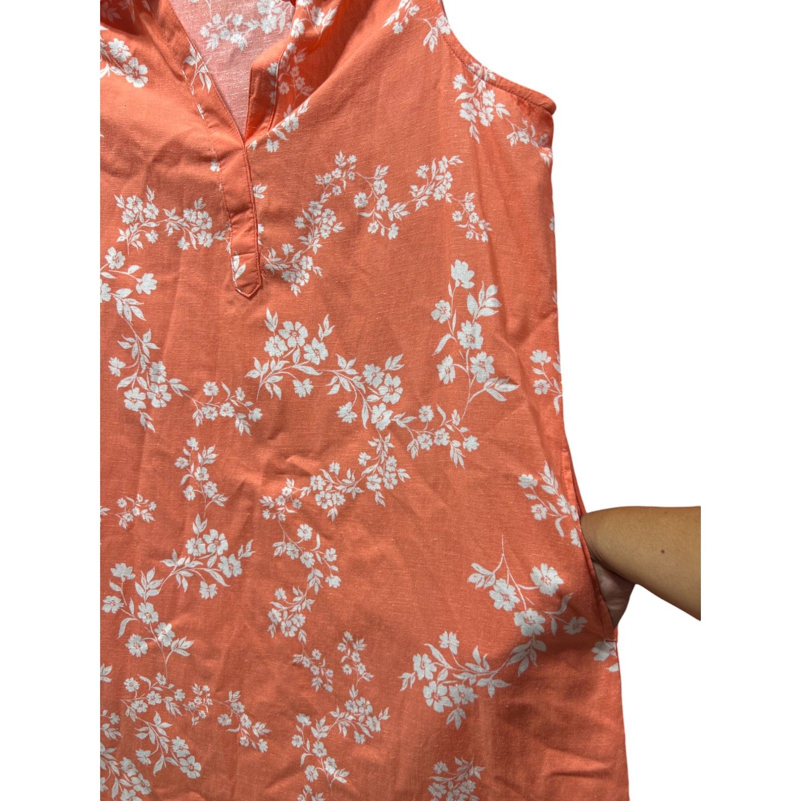 Other ST. John's Bay - Women's Loose Sleeveless Dress - Orange Flo Size M / US 6-8 / IT 42-44 - 12 Thumbnail