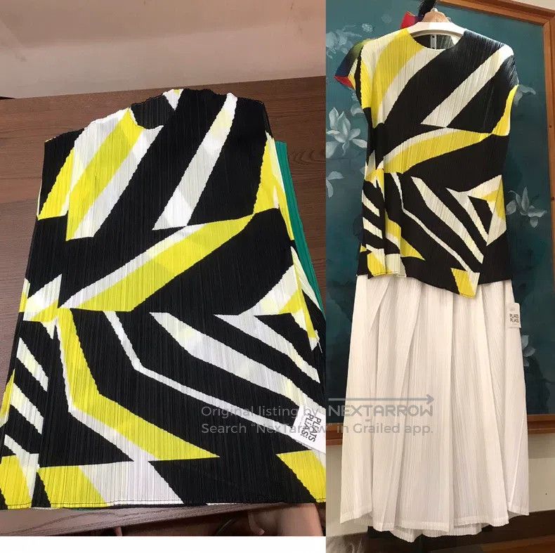 Issey Miyake Issey Miyake Yellow Geometric Long Top Size L / US 10 / IT 46 - 1 Thumbnail