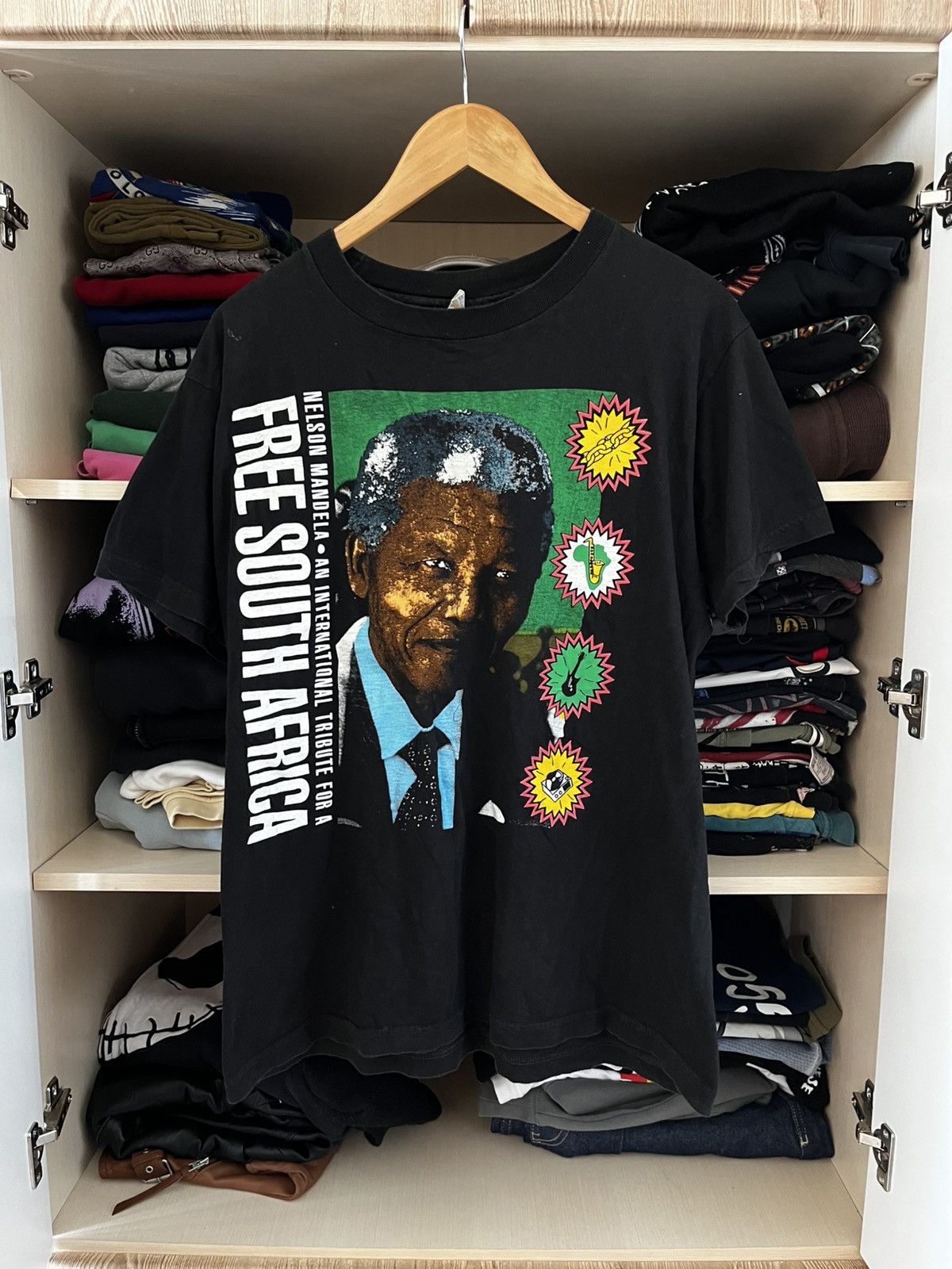 Vintage Nelson Mandela Vintage 1990 Streetwear T-Shirt Tee Size US XL / EU 56 / 4 - 1 Thumbnail