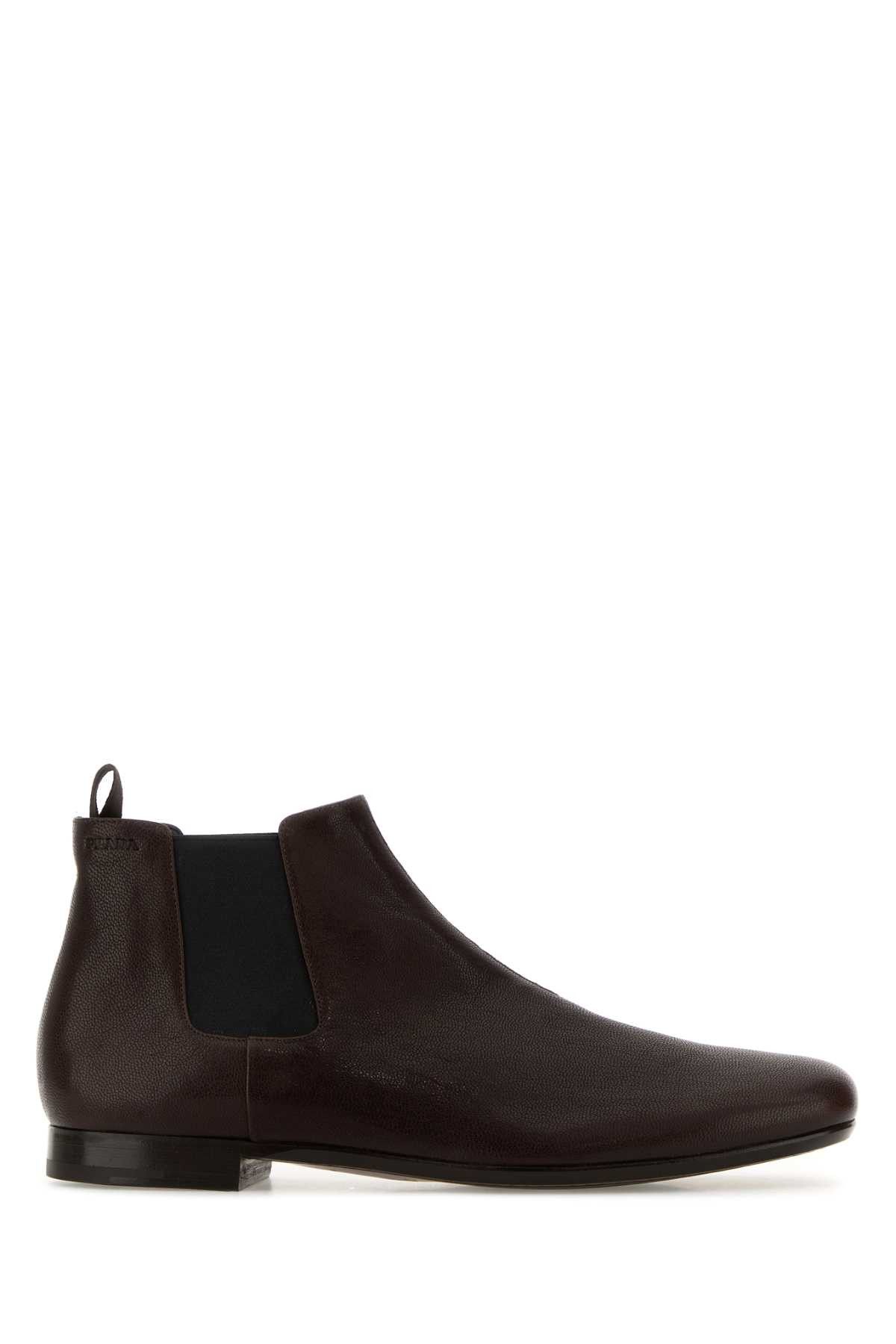 Prada Brown Leather Ankle Boots Size US 9.5 / EU 42-43 - 1 Thumbnail