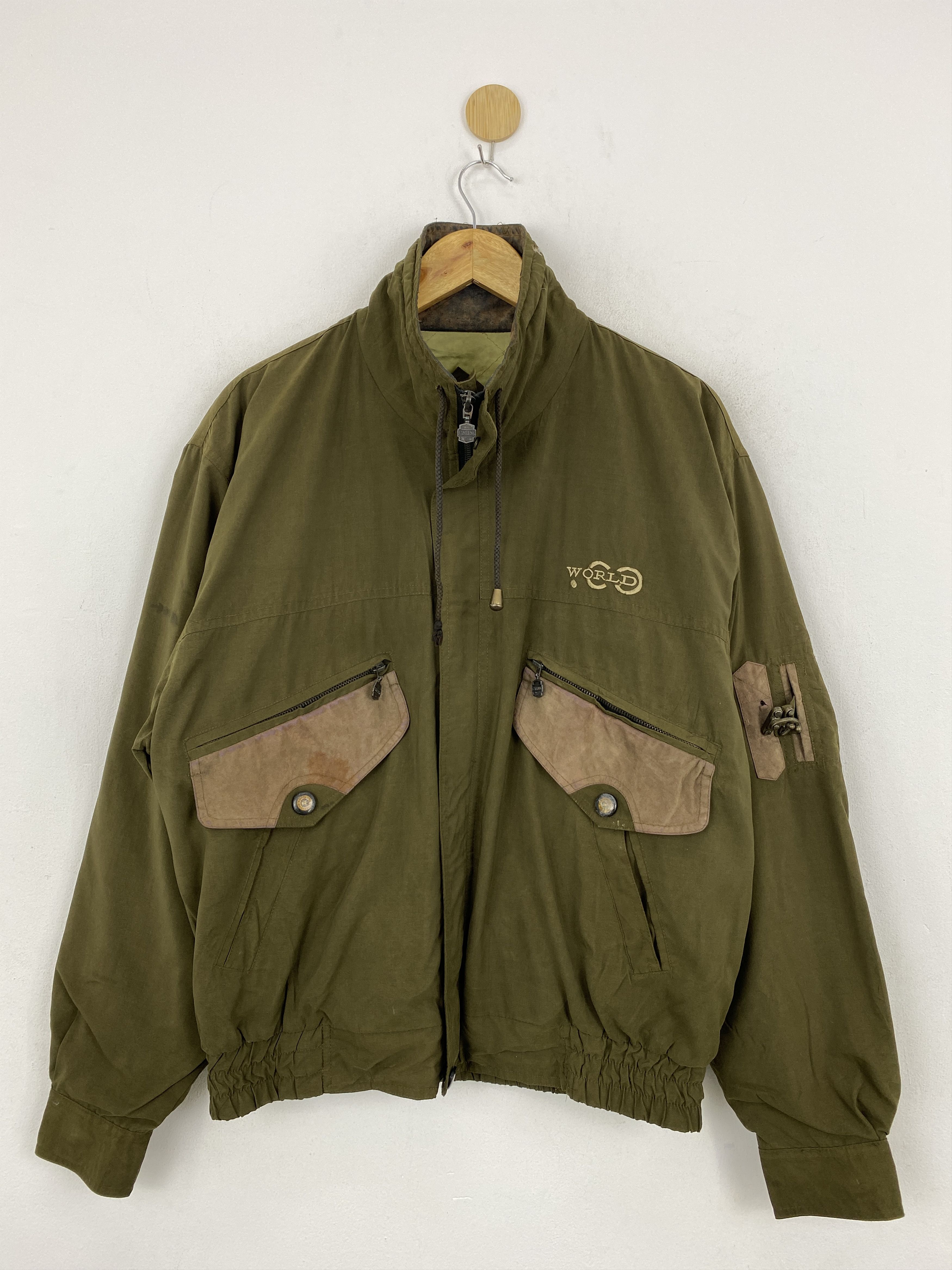 image of Designer Collection x Vintage Double Pocket Zipper Green Jacket, Men's (Size Large)