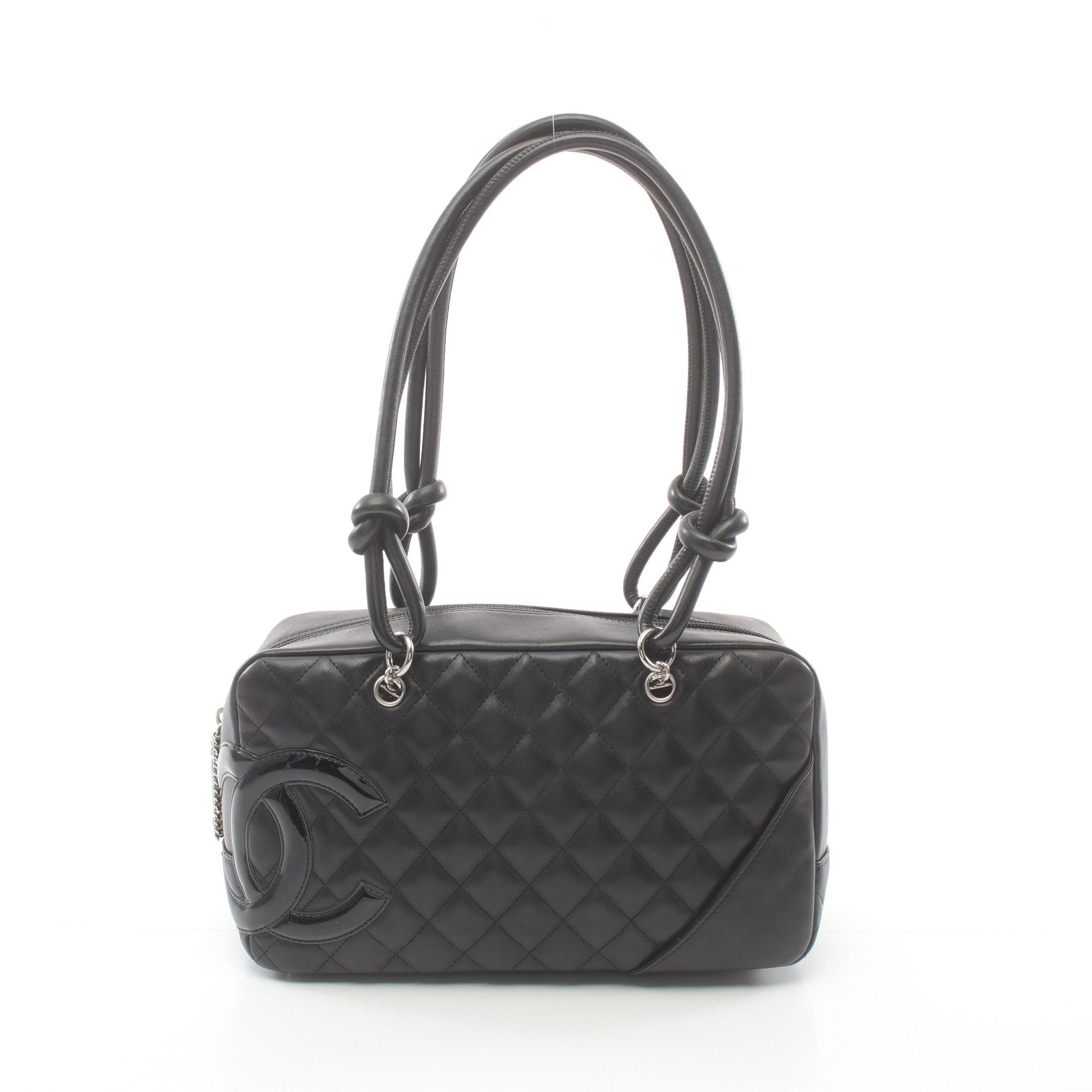 Chanel Chanel Cambon Line Bowling Bag Shoulder Leather Black Silver Hardware Size ONE SIZE - 1 Thumbnail