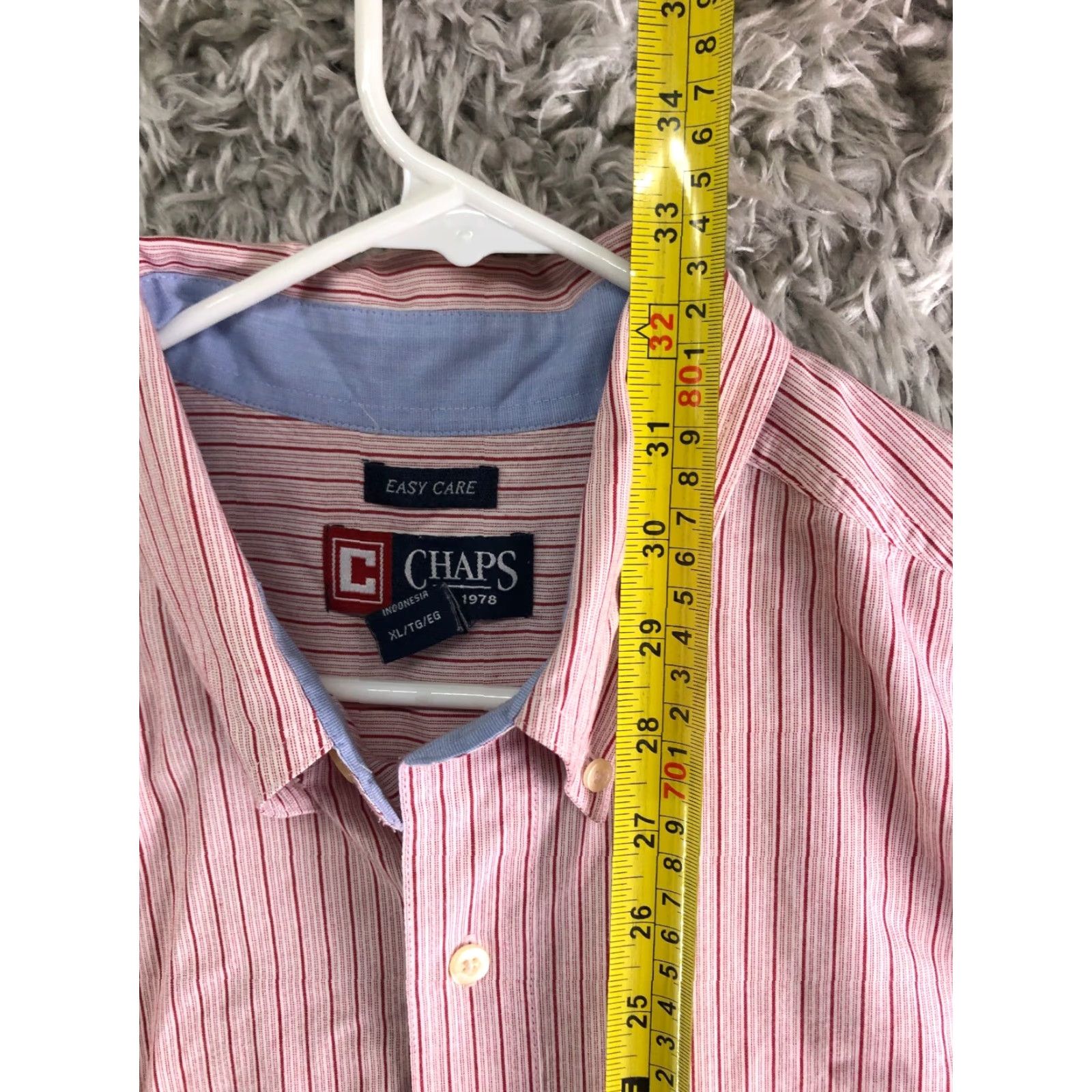 Chaps Chaps Easy Care Shirt Striped Button-Down Long Sleeve Red Mens XL Size US XL / EU 56 / 4 - 6 Thumbnail