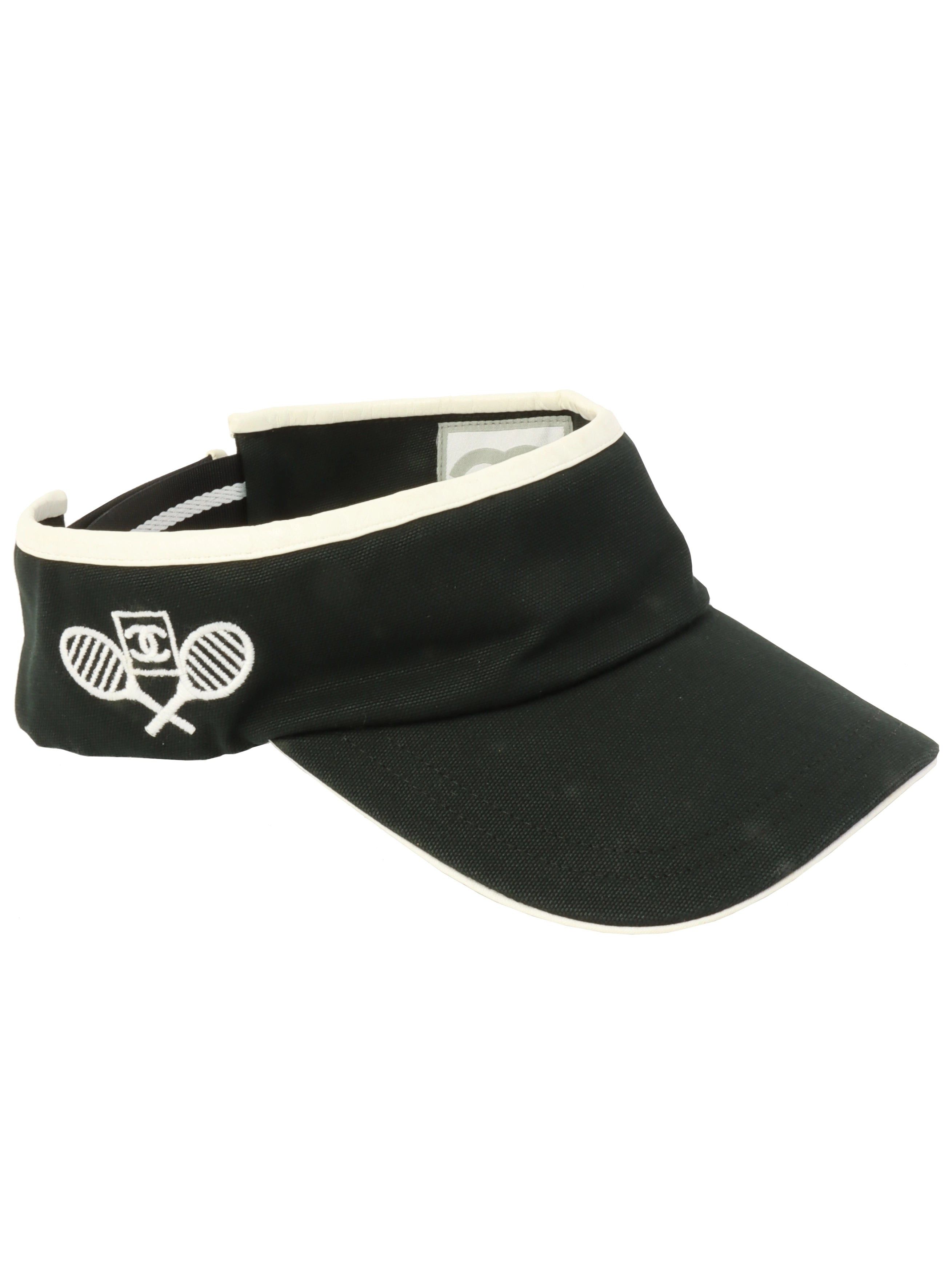 image of Chanel Sport Line Logo Tennis Embroidered Sun Visor Black, Women's