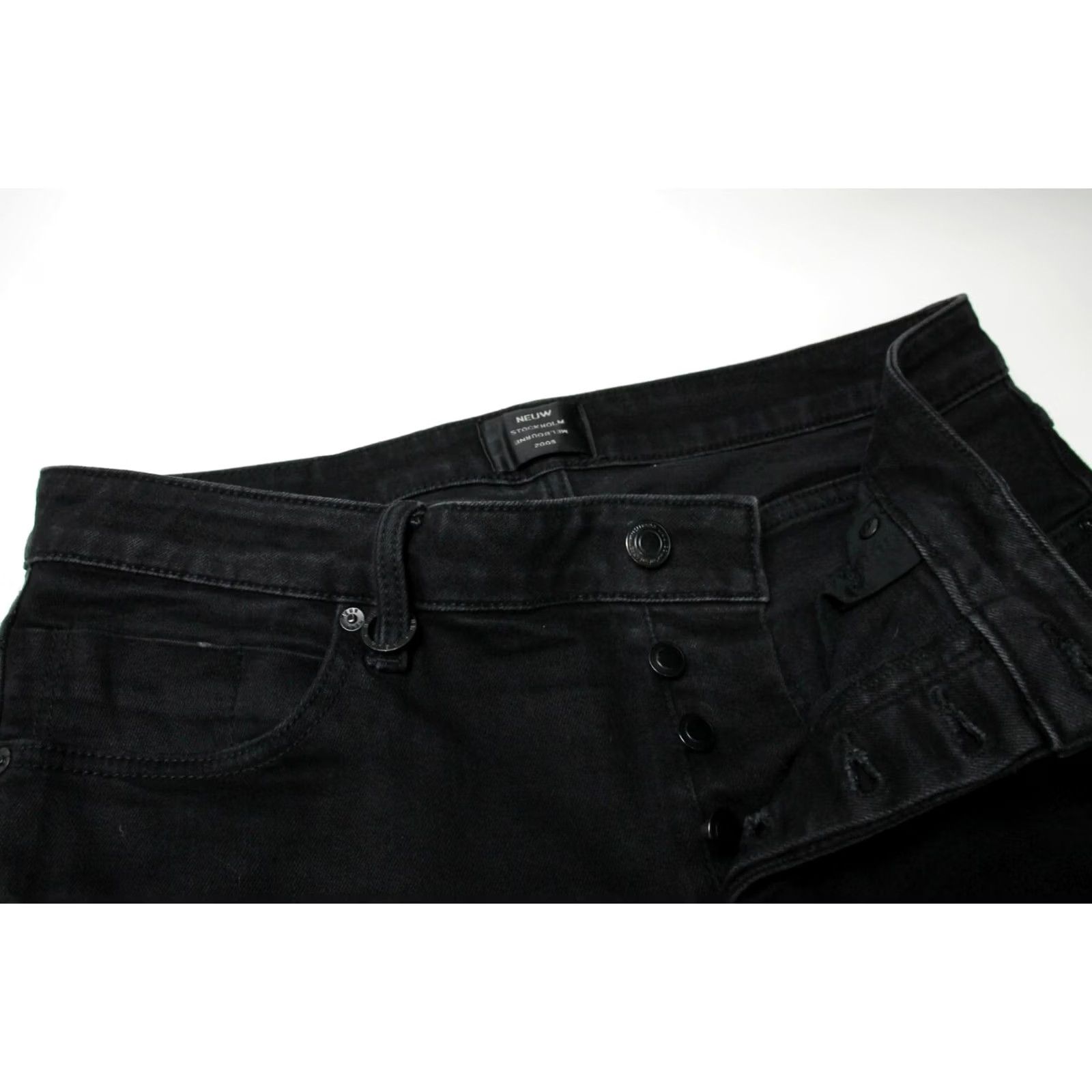 Vintage NEUW Iggy Skinny Jeans Men's W33/L30 Stretch Button Fly Black Jeans Size US 33 - 4 Thumbnail