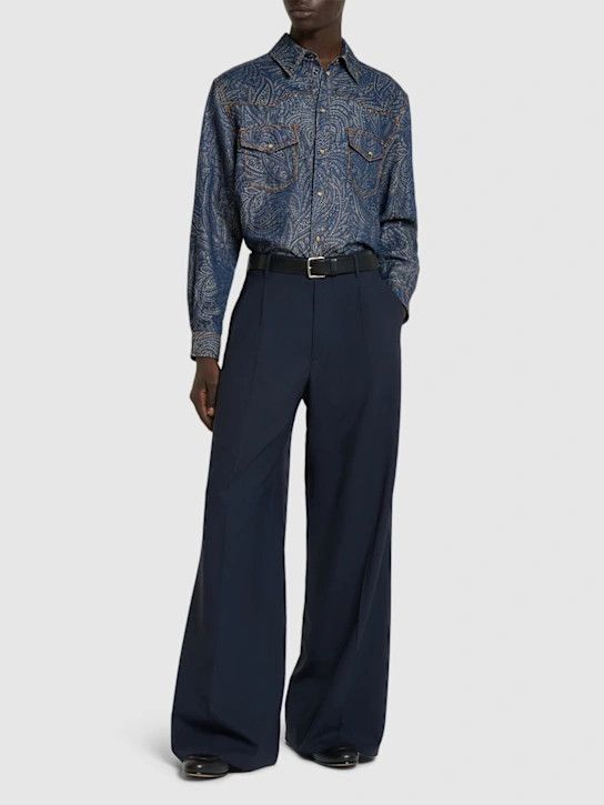 Etro o1lsvrm0425 Linen Denim Overshirt in Blue Size US L / EU 52-54 / 3 - 2 Thumbnail
